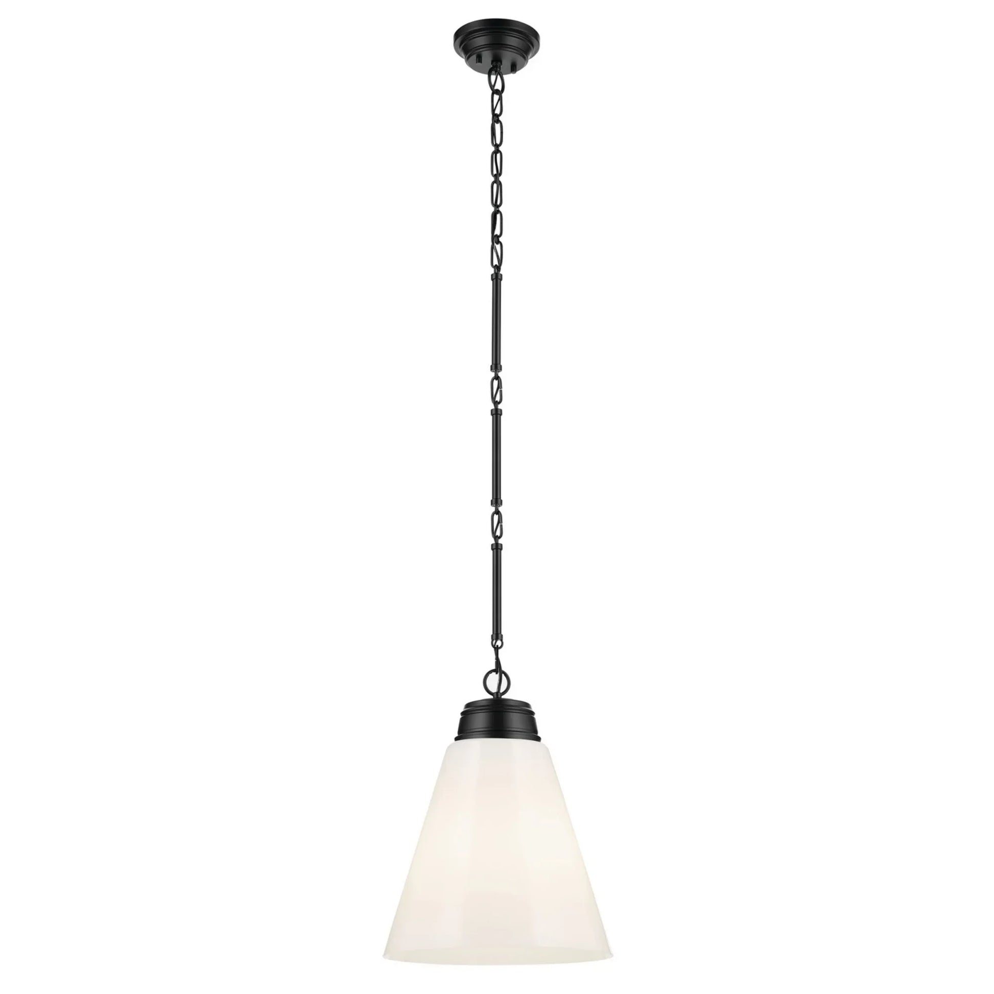 Marsailli 16" Pendant, Black Finish, Opal Glass - Bees Lighting