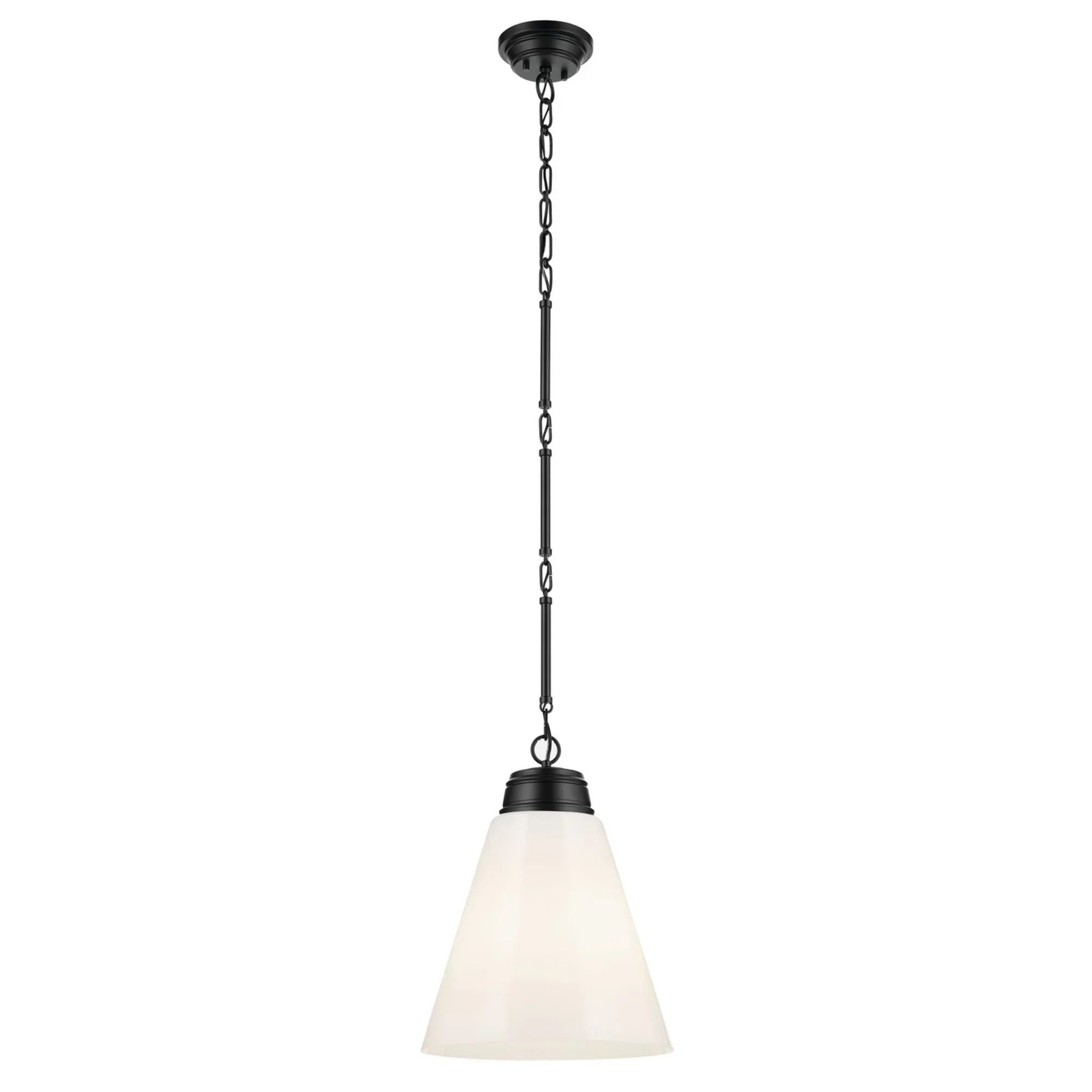 Marsailli 16" Pendant, Black Finish, Opal Glass - Bees Lighting
