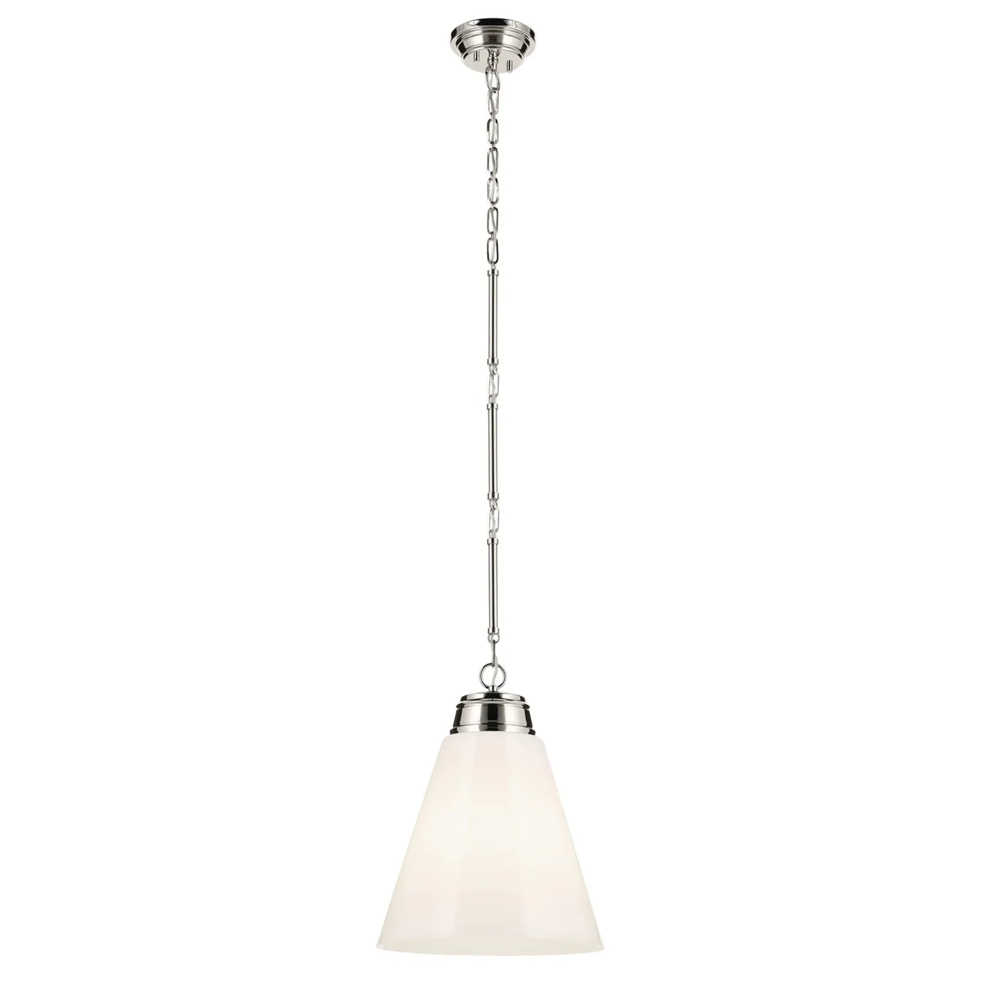 Marsailli 16" Pendant, Polished Nickel Finish, Opal Glass - Bees Lighting