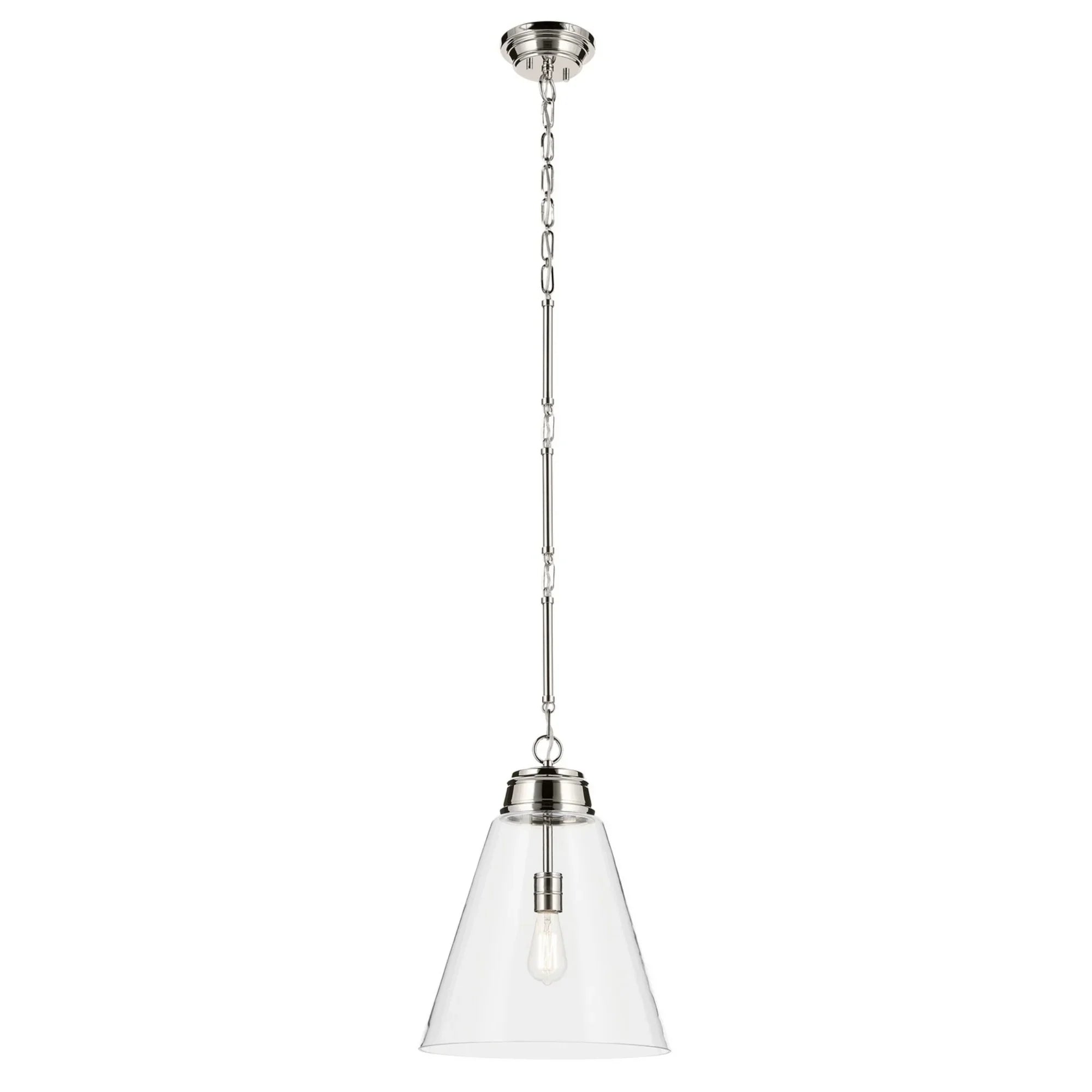 Marsailli 16" Pendant, Polished Nickel Finish, Clear Glass - Bees Lighting