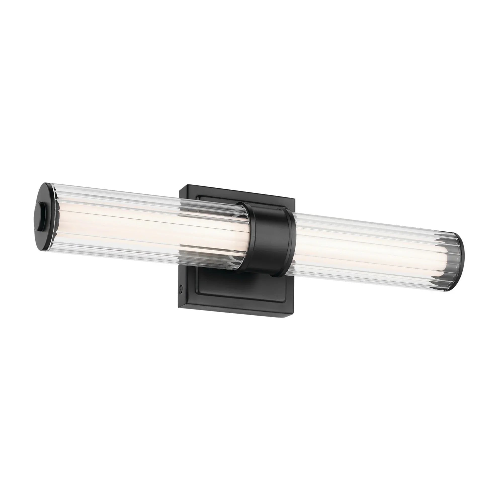 Laurene 19" LED Linear Bath Vanity, Black Finish, Fluted Glass - Bees Lighting