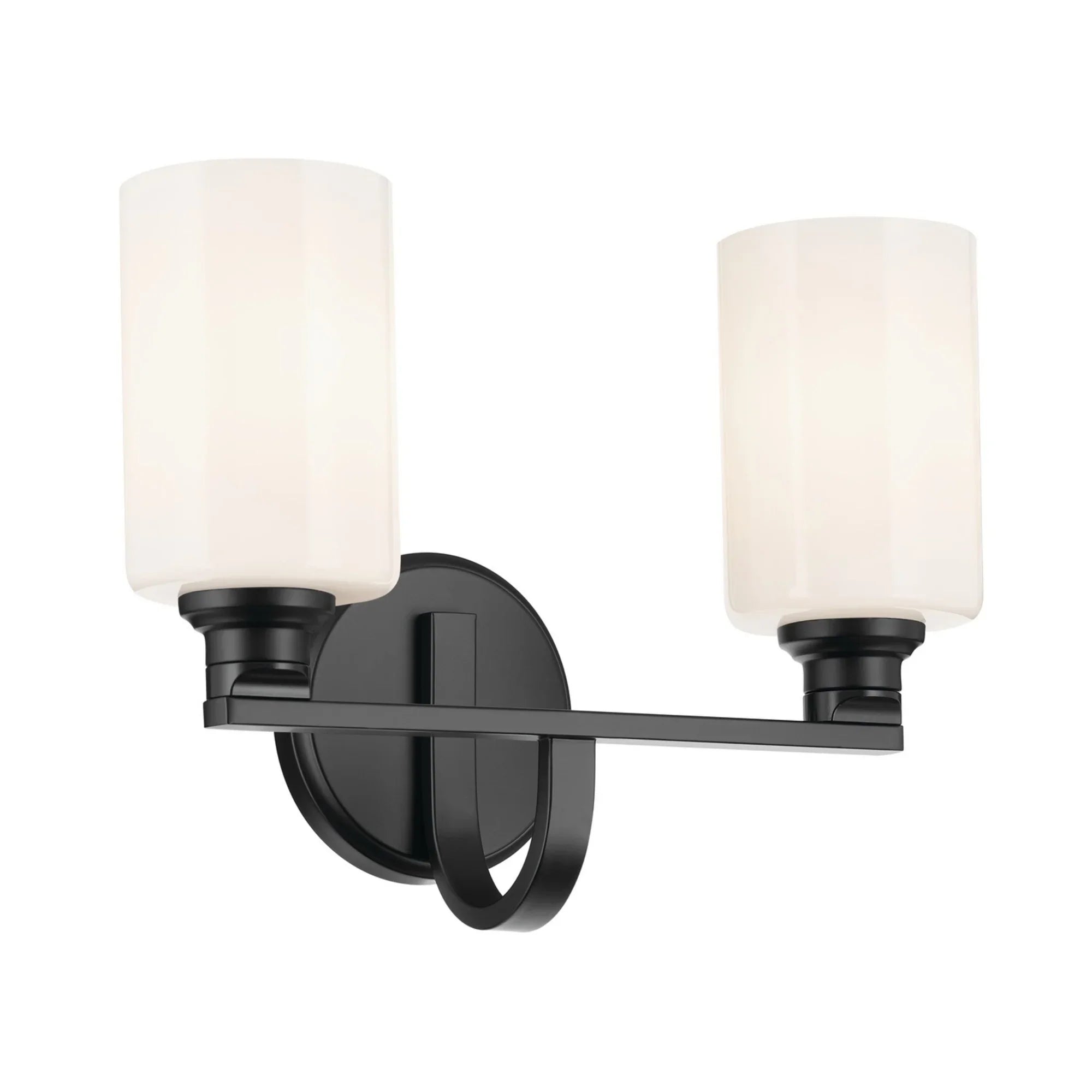 Gioe 14" 2-Light Bath Vanity Light, Black Finish Etched Glass - Bees Lighting