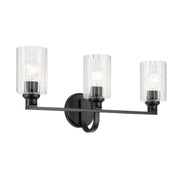 Gioe 24" 3-Light Bath Vanity Light, Black Finish Fluted Glass - Bees Lighting