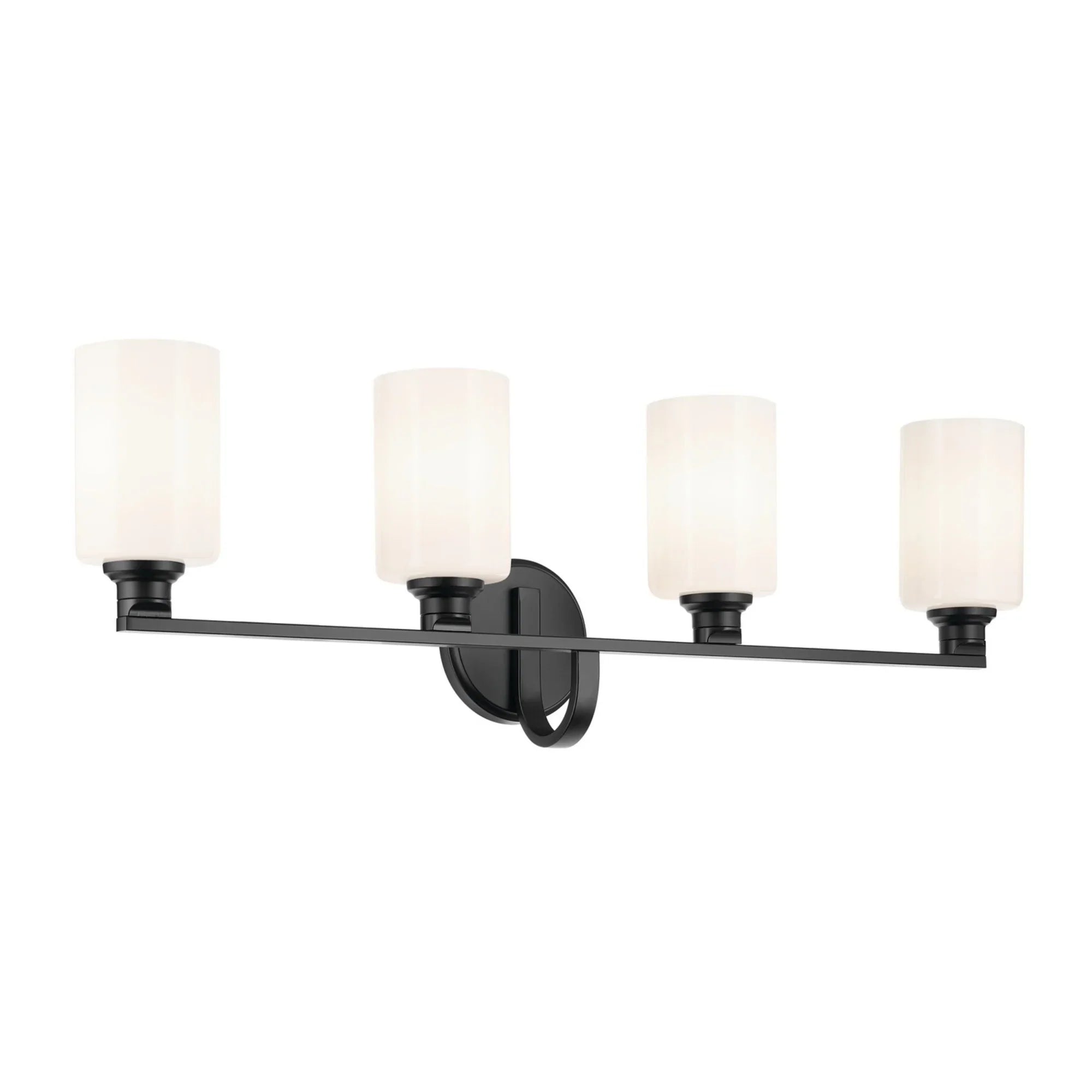 Gioe 32" 4-Light Bath Vanity Light, Black Finish Etched Glass - Bees Lighting