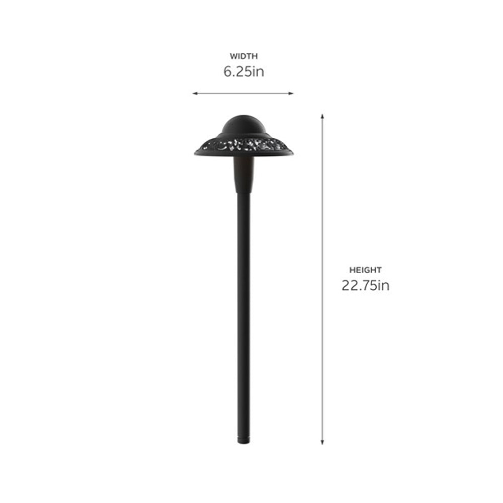 Pierced Dome 2700K LED Path Light, Textured Black - Bees Lighting