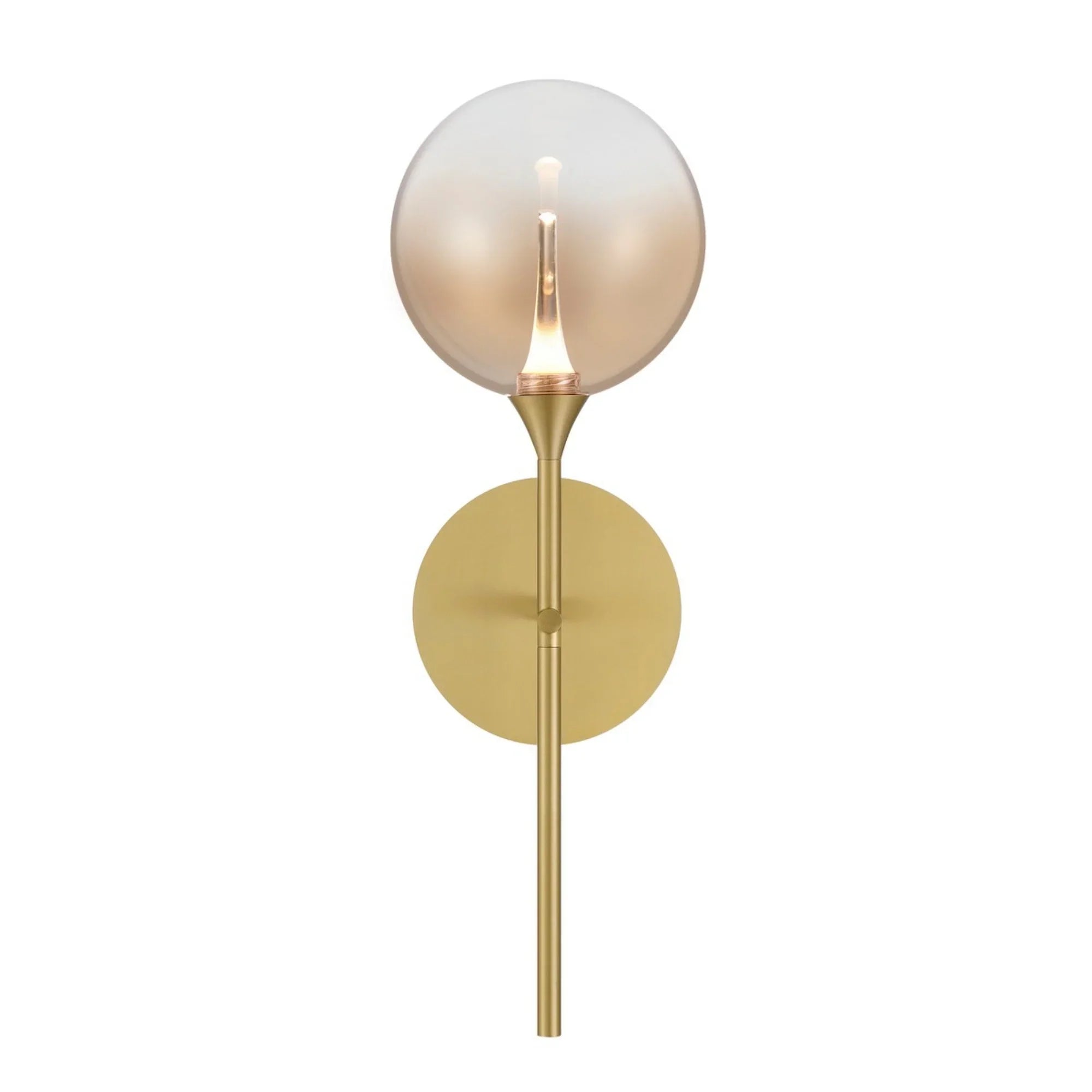 Iissa 19" LED Wall Sconce, Gold Finish with Amber Glass - Bees Lighting