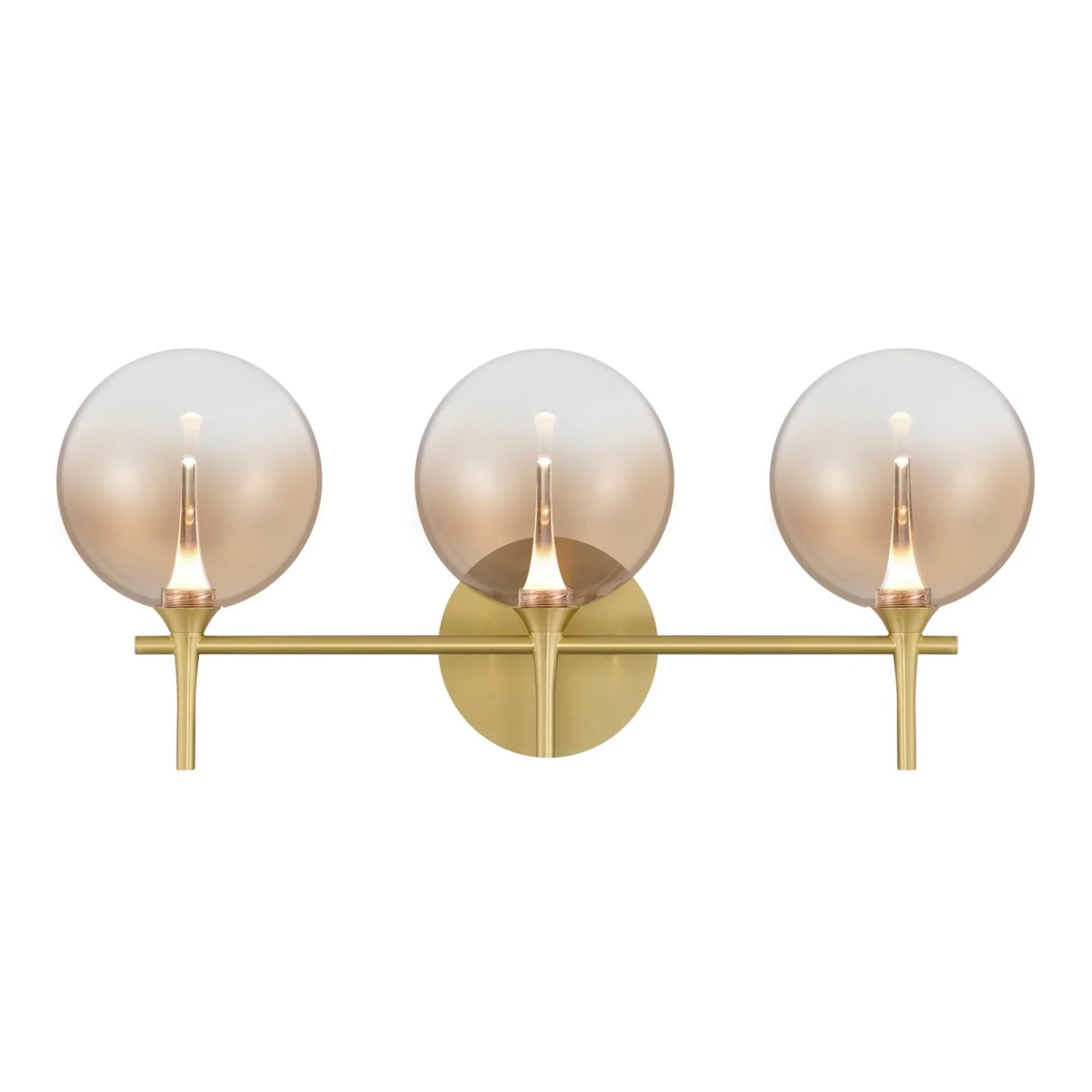 Iissa 3-Light 24" LED Vanity, Gold Finish with Amber Glass - Bees Lighting