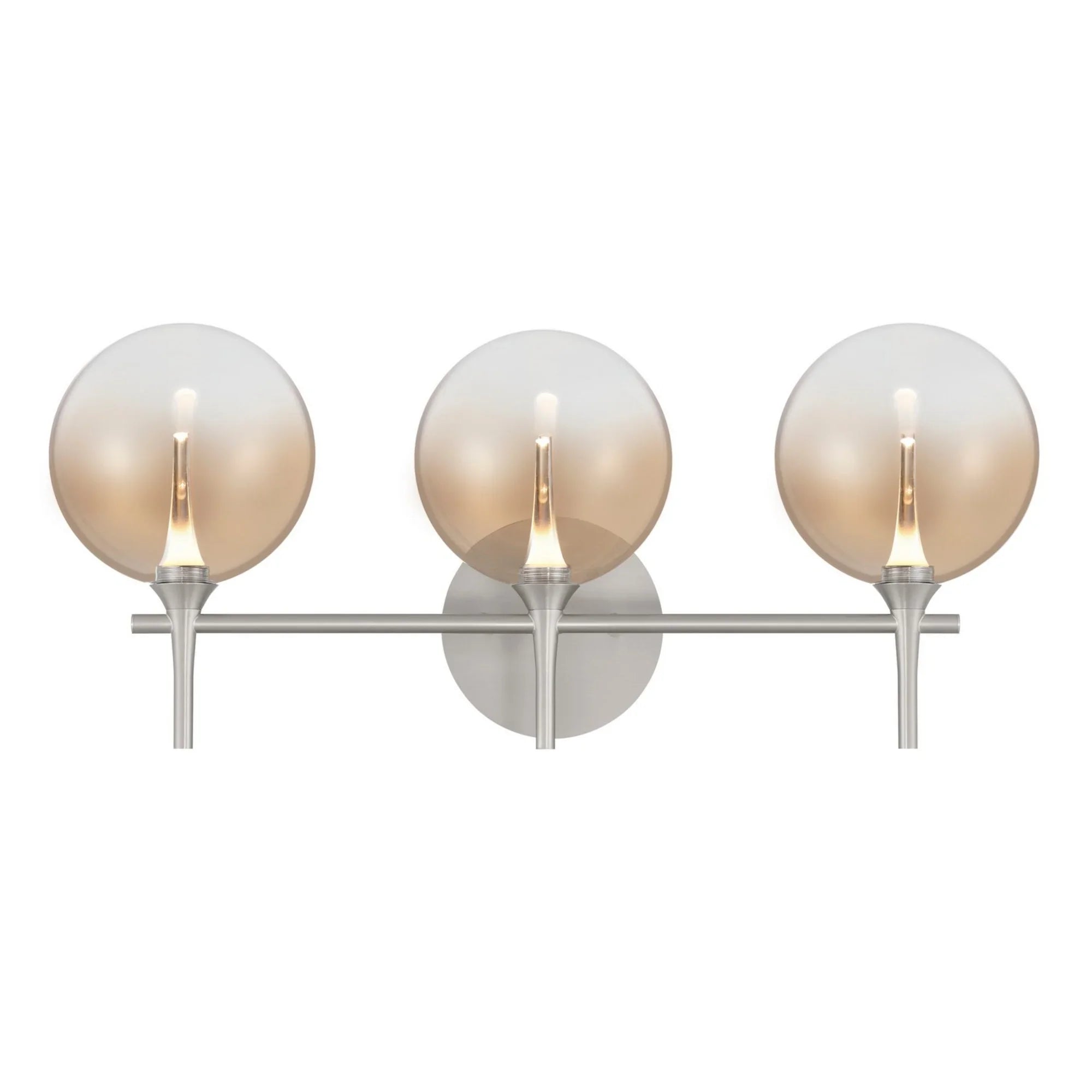 Iissa 3-Light 24" LED Vanity, Nickel Finish with Amber Glass - Bees Lighting