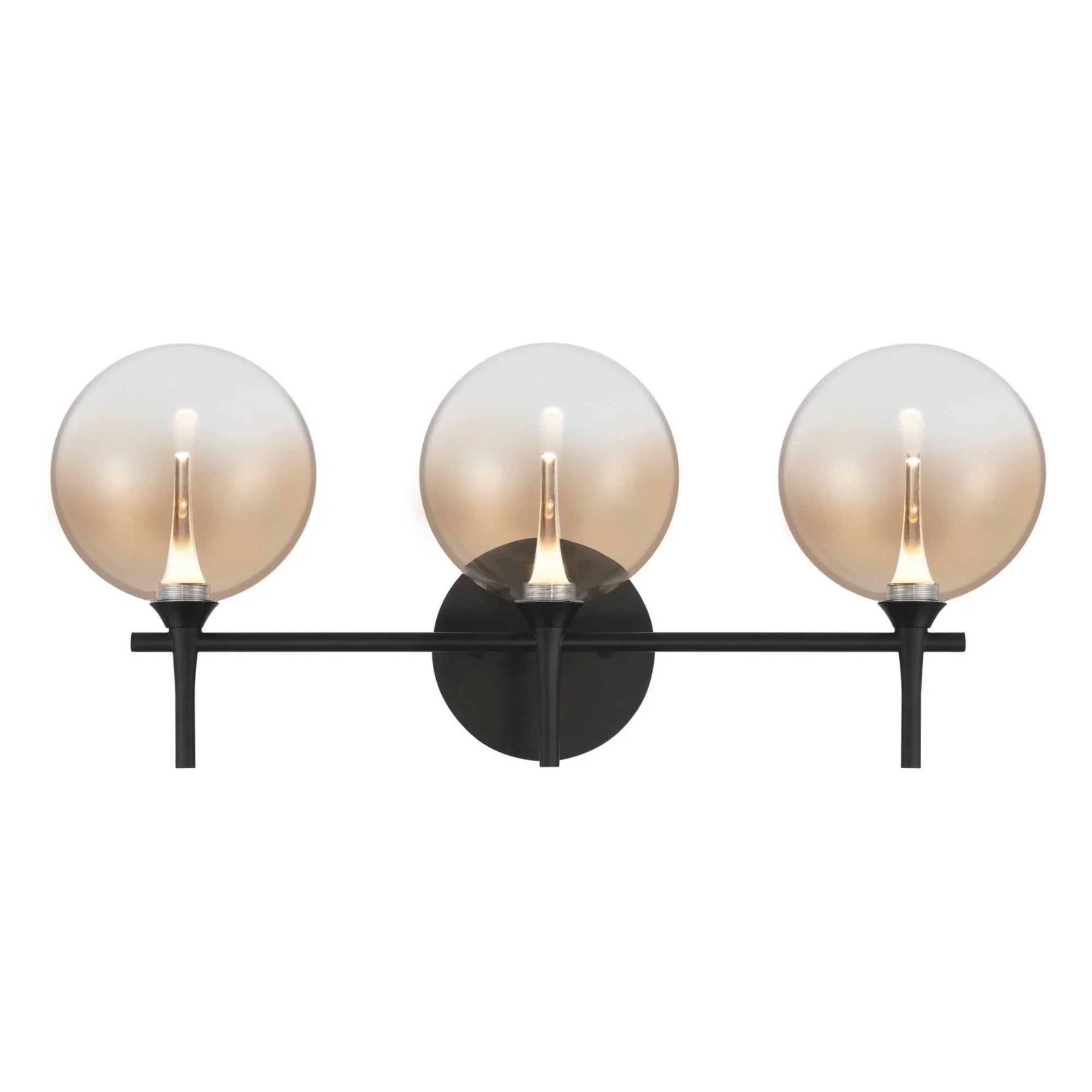 Iissa 3-Light 24" LED Vanity, Black Finish with Amber Glass - Bees Lighting