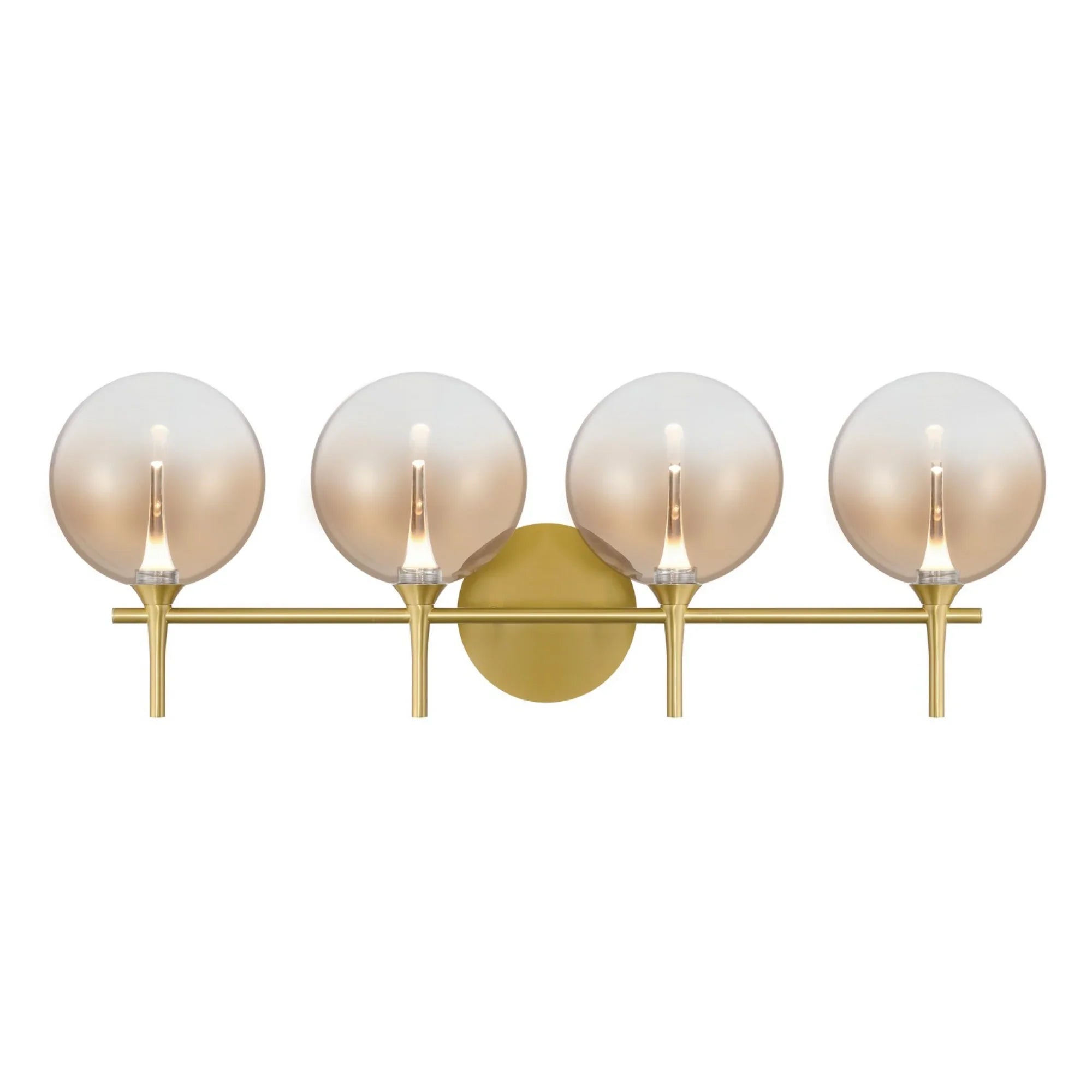 Iissa 4-Light 30" LED Vanity, Gold Finish with Amber Glass - Bees Lighting