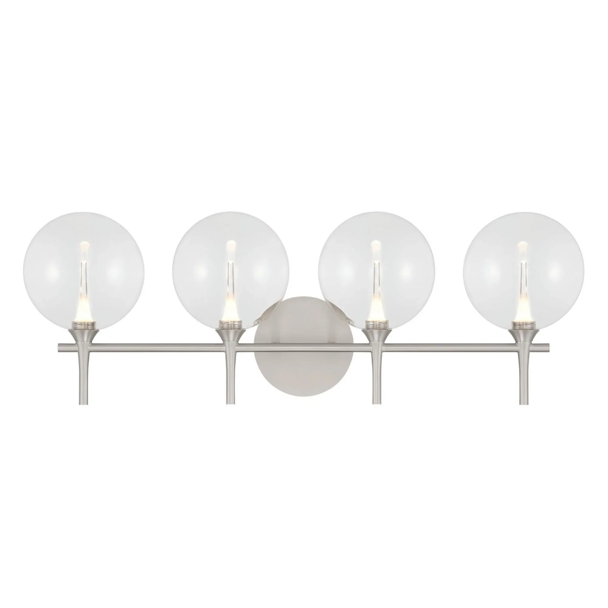 Iissa 4-Light 30" LED Vanity, Nickel Finish with Clear Glass - Bees Lighting