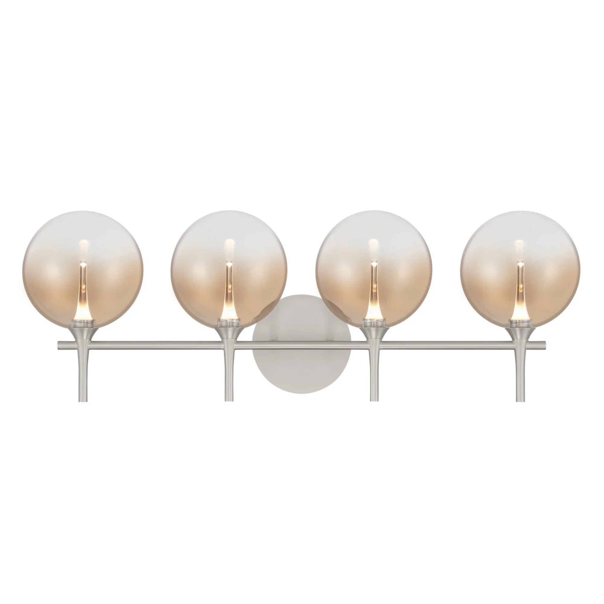 Iissa 4-Light 30" LED Vanity, Nickel Finish with Amber Glass - Bees Lighting