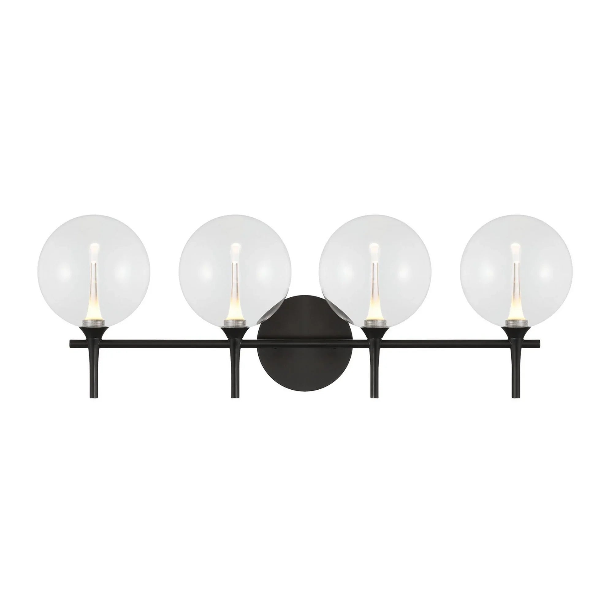 Iissa 4-Light 30" LED Vanity, Black Finish with Clear Glass - Bees Lighting