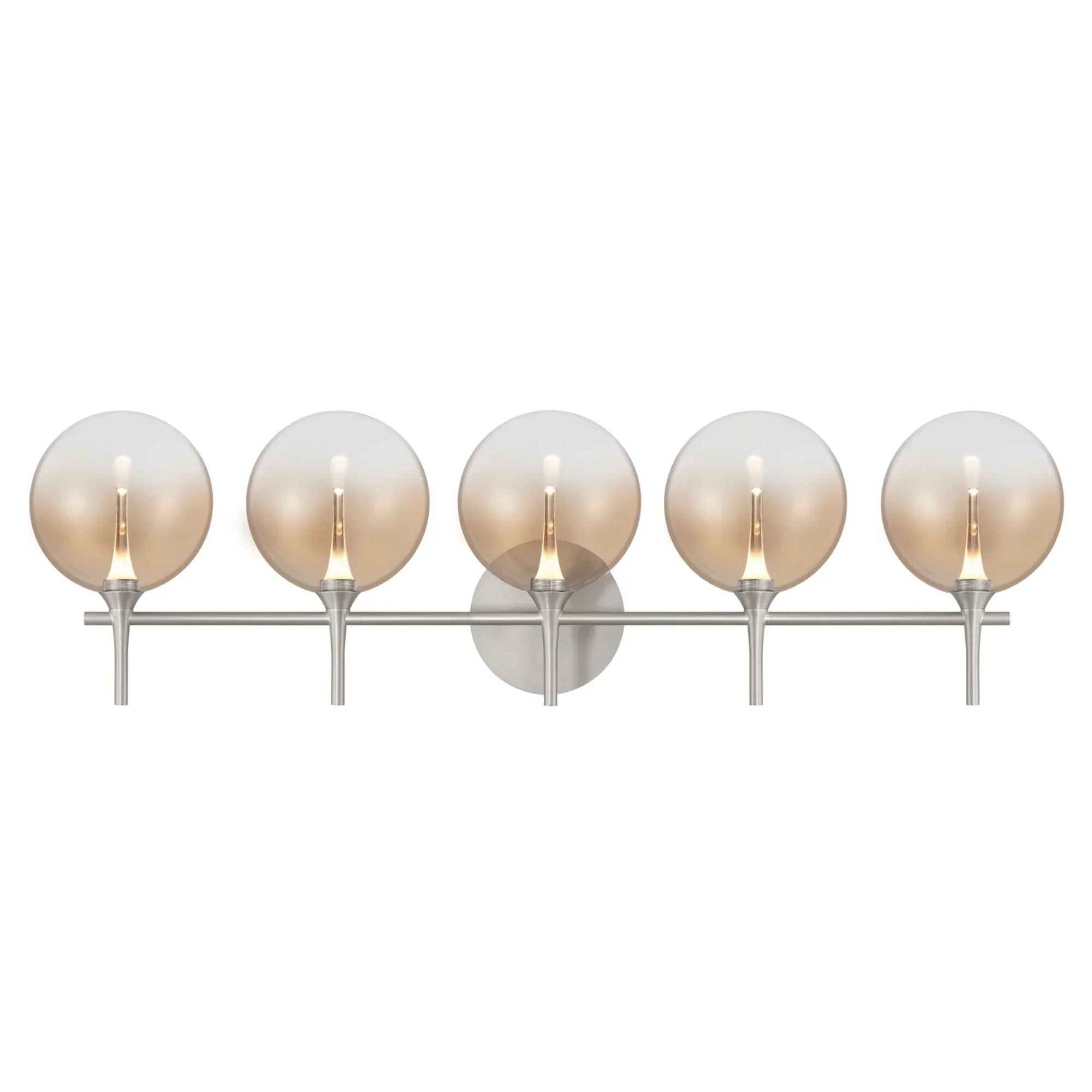 Iissa 5-Light 35" LED Vanity, Nickel Finish with Amber Glass - Bees Lighting