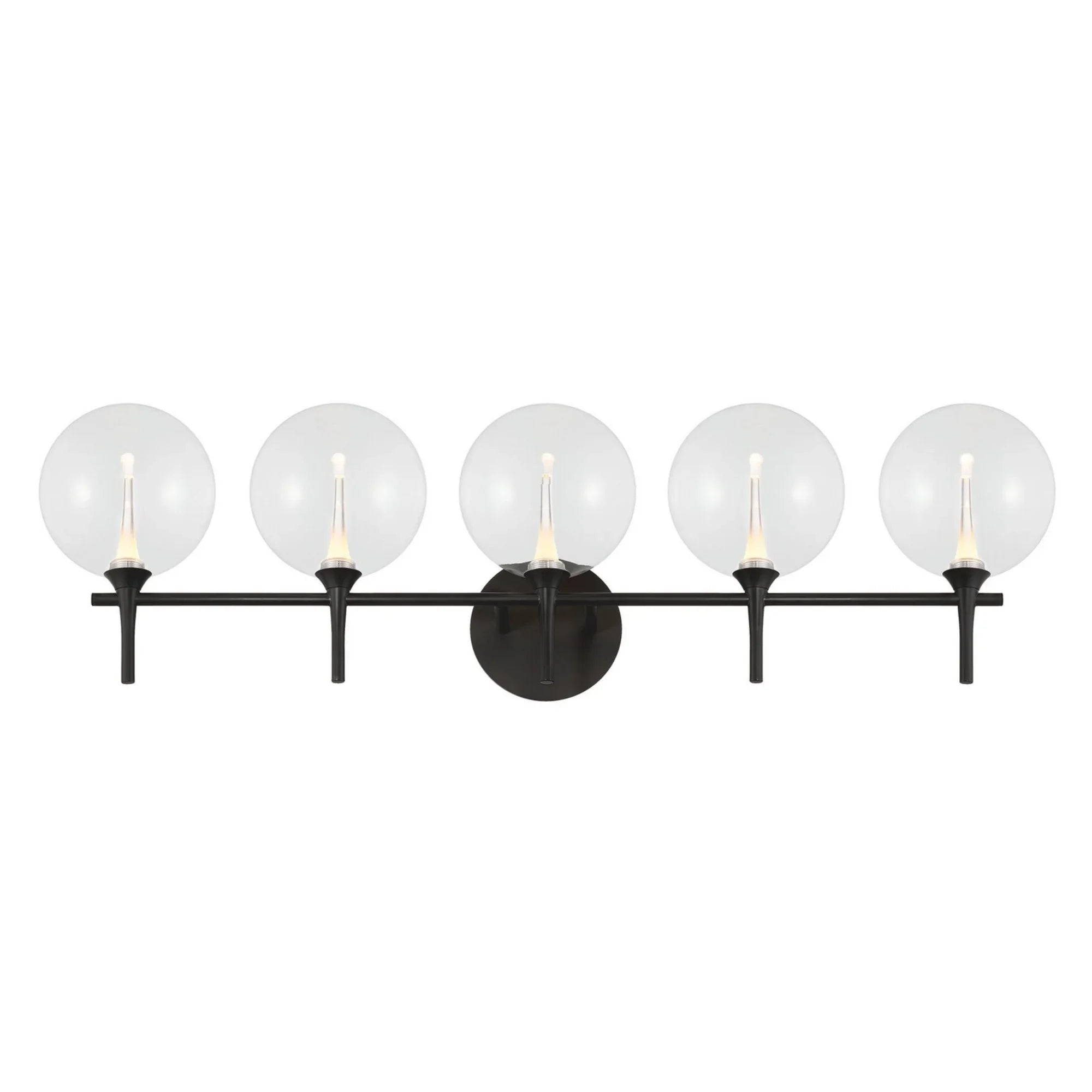 Iissa 5-Light 35" LED Vanity, Black Finish with Clear Glass - Bees Lighting