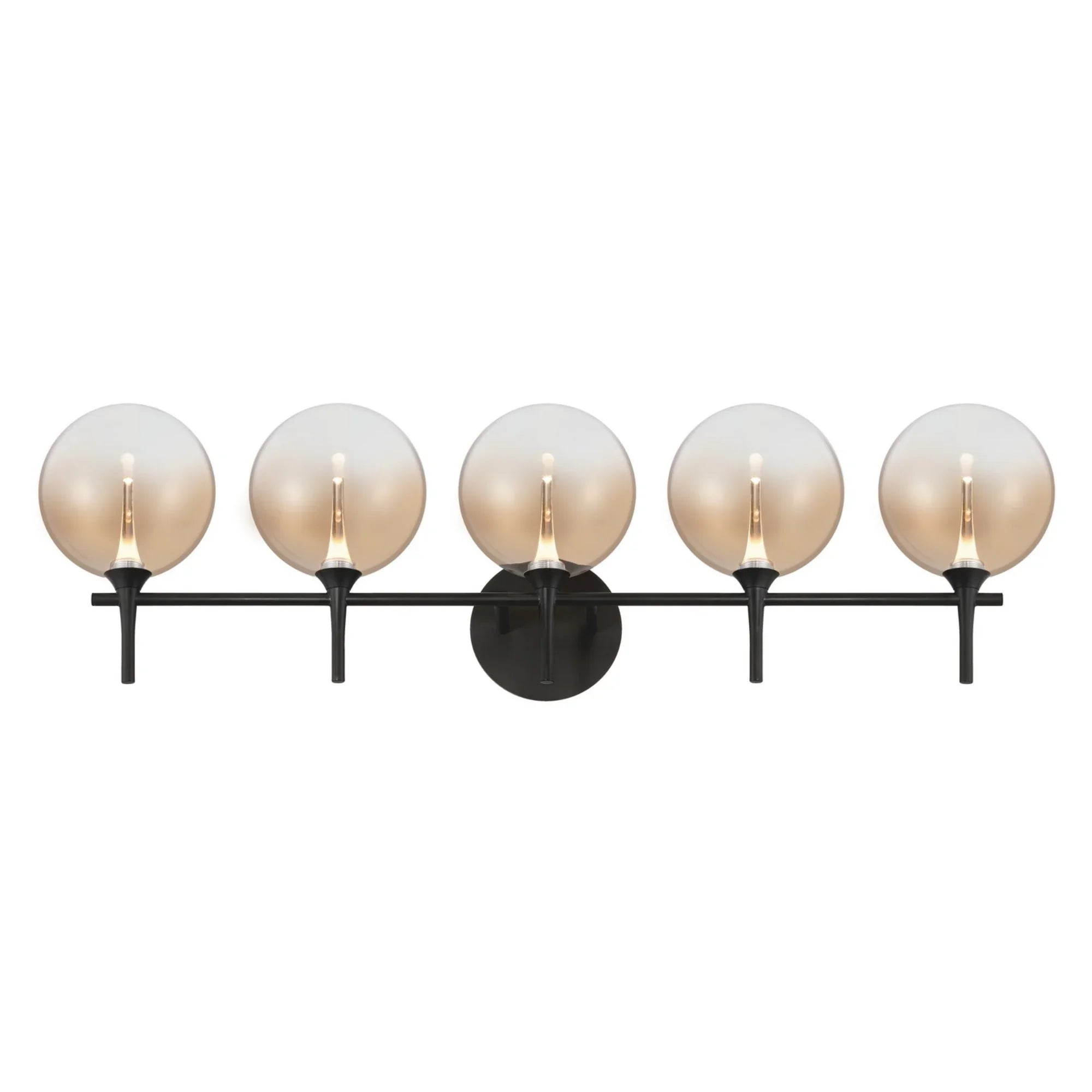 Iissa 5-Light 35" LED Vanity, Black Finish with Amber Glass - Bees Lighting