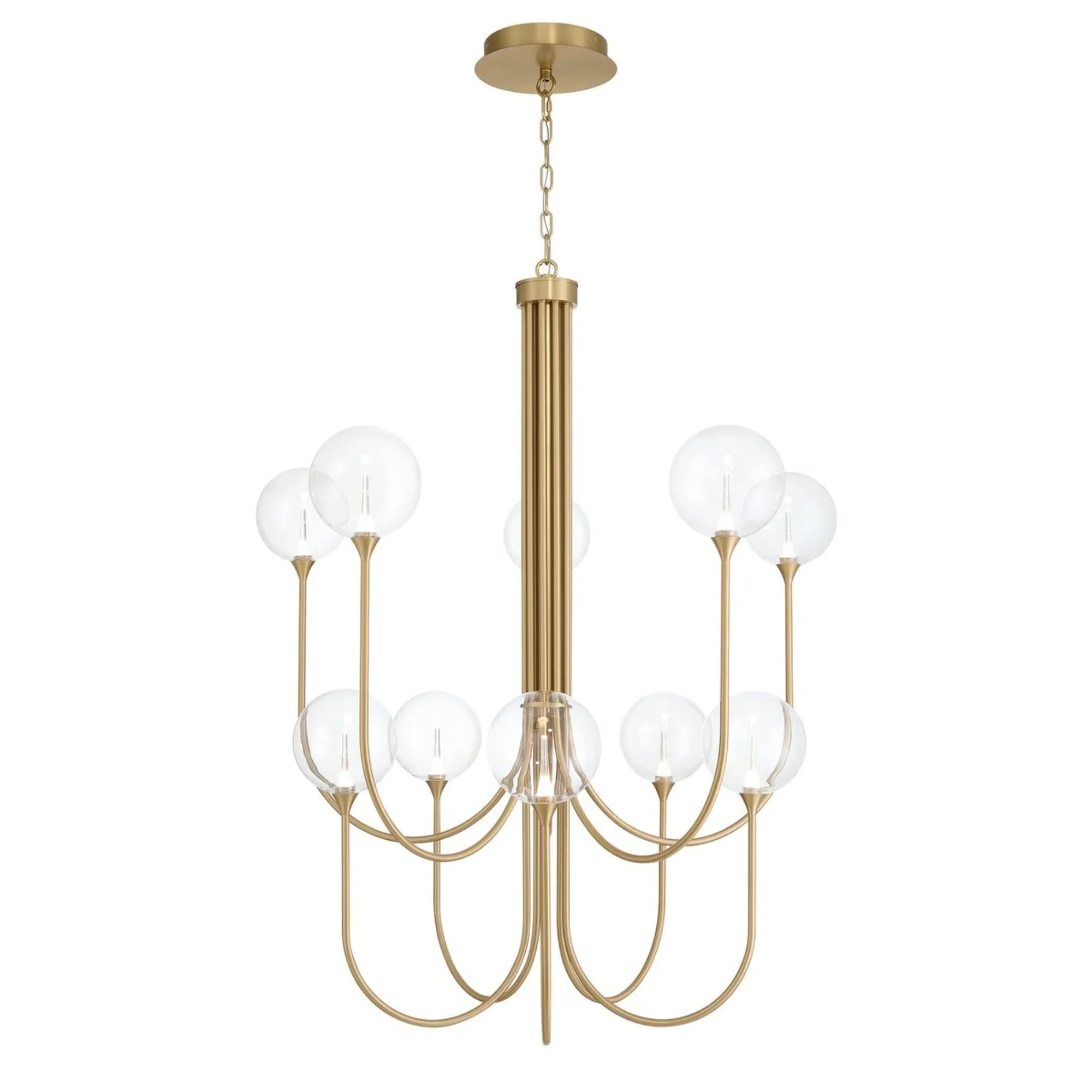 Iissa 10-Light 40" LED Grand Chandelier, Gold Finish with Clear Glass - Bees Lighting