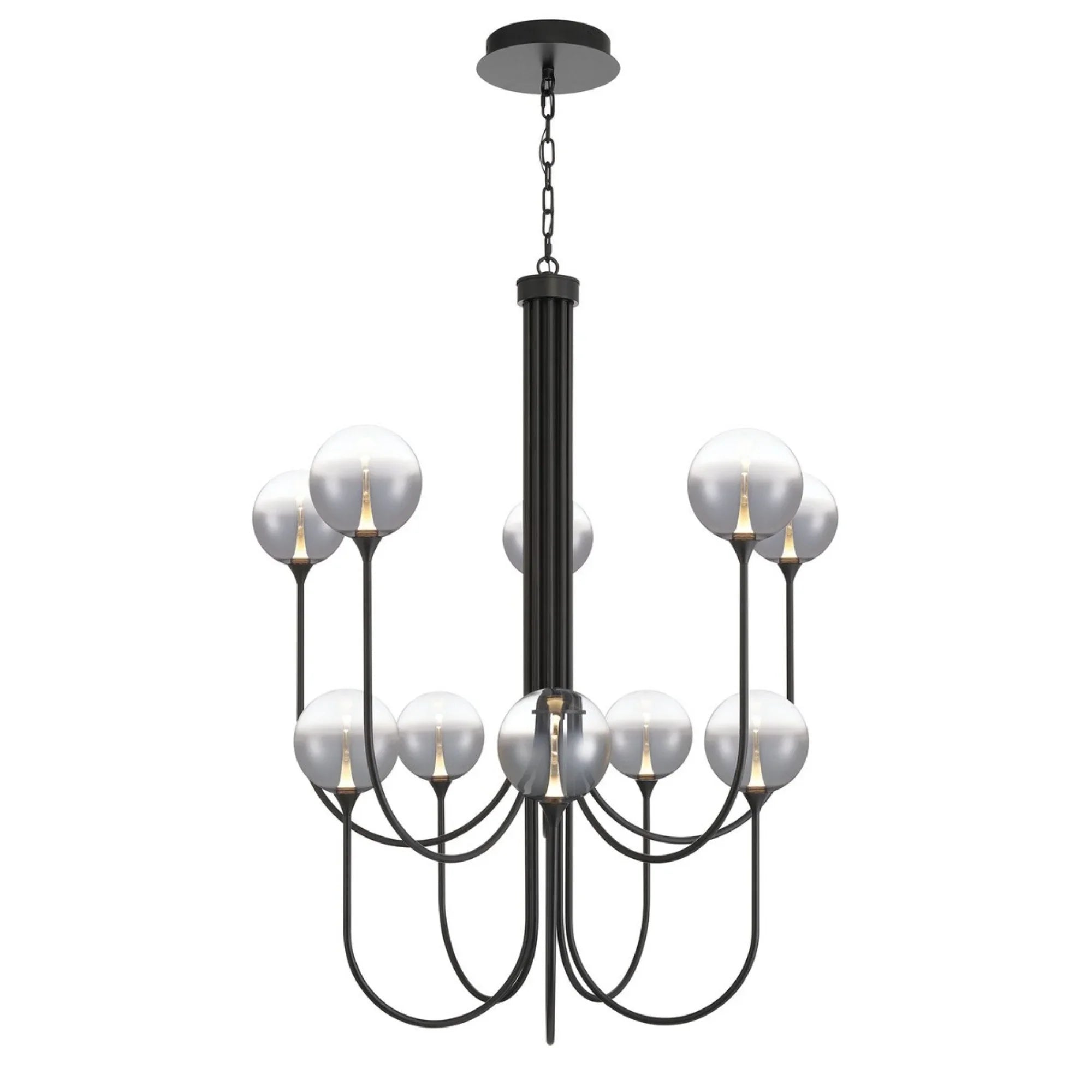 Iissa 10-Light 40" LED Grand Chandelier, Black Finish with Smoked Glass - Bees Lighting