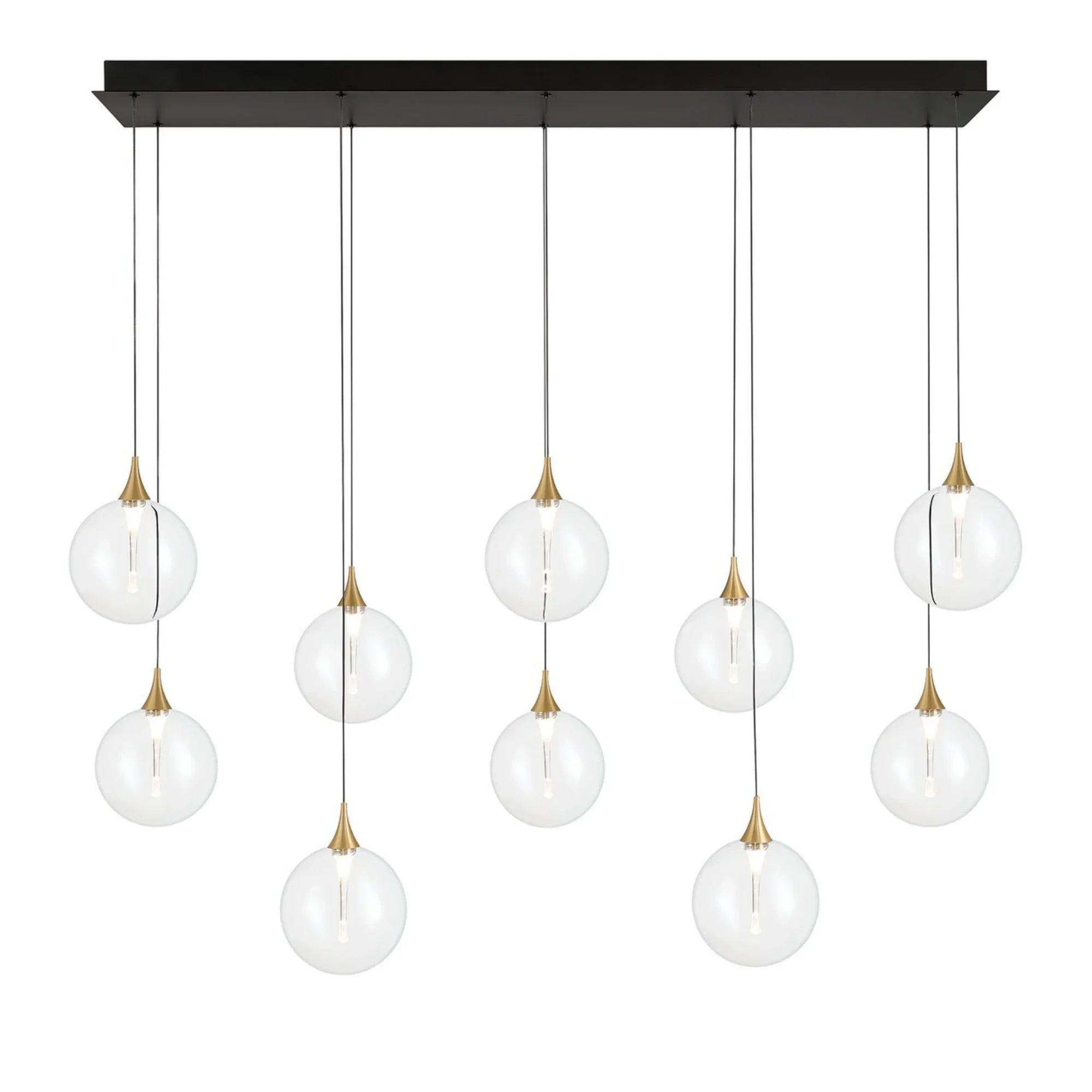 Iissa 10-Light 47" LED Multi Drop Chandelier, Gold Finish with Clear Glass - Bees Lighting