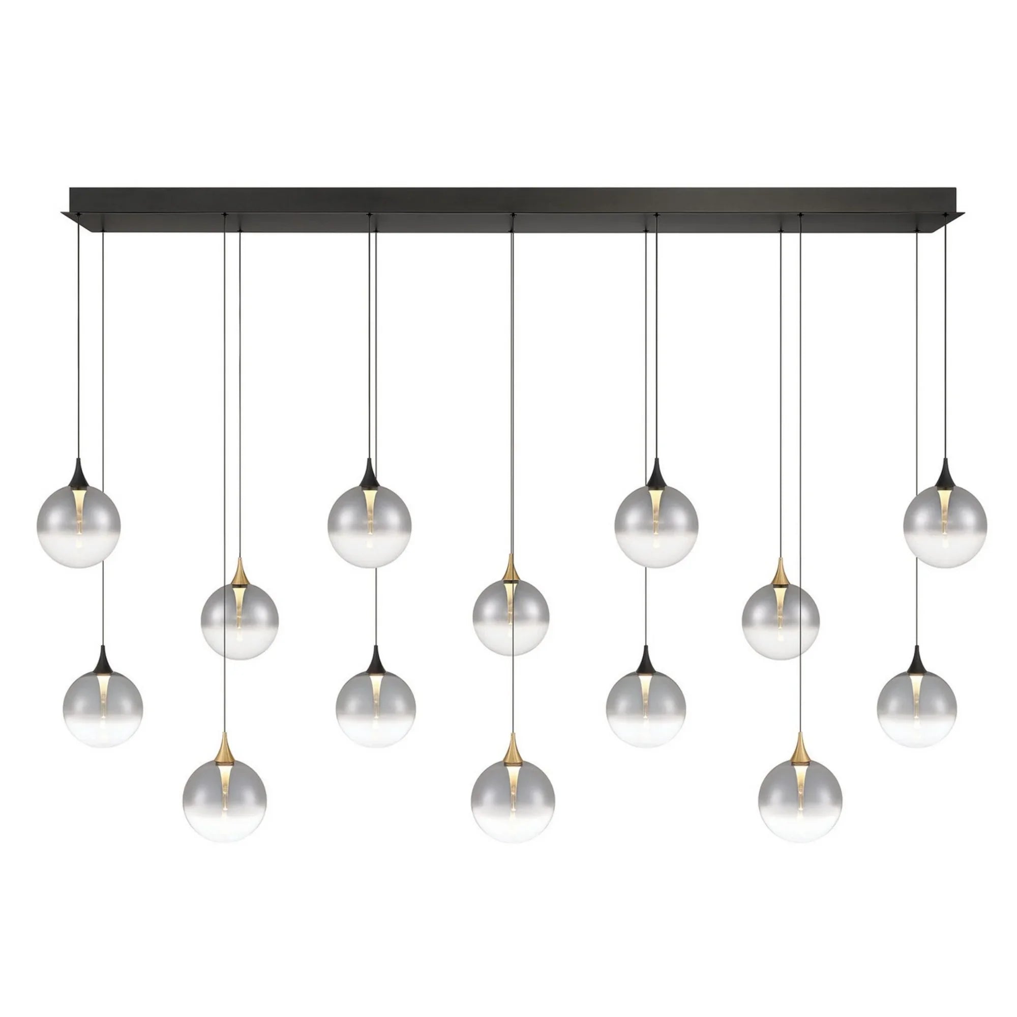 Iissa 14-Light 72" LED Multi Drop Chandelier, Gold & Black Finish with Smoked Glass - Bees Lighting
