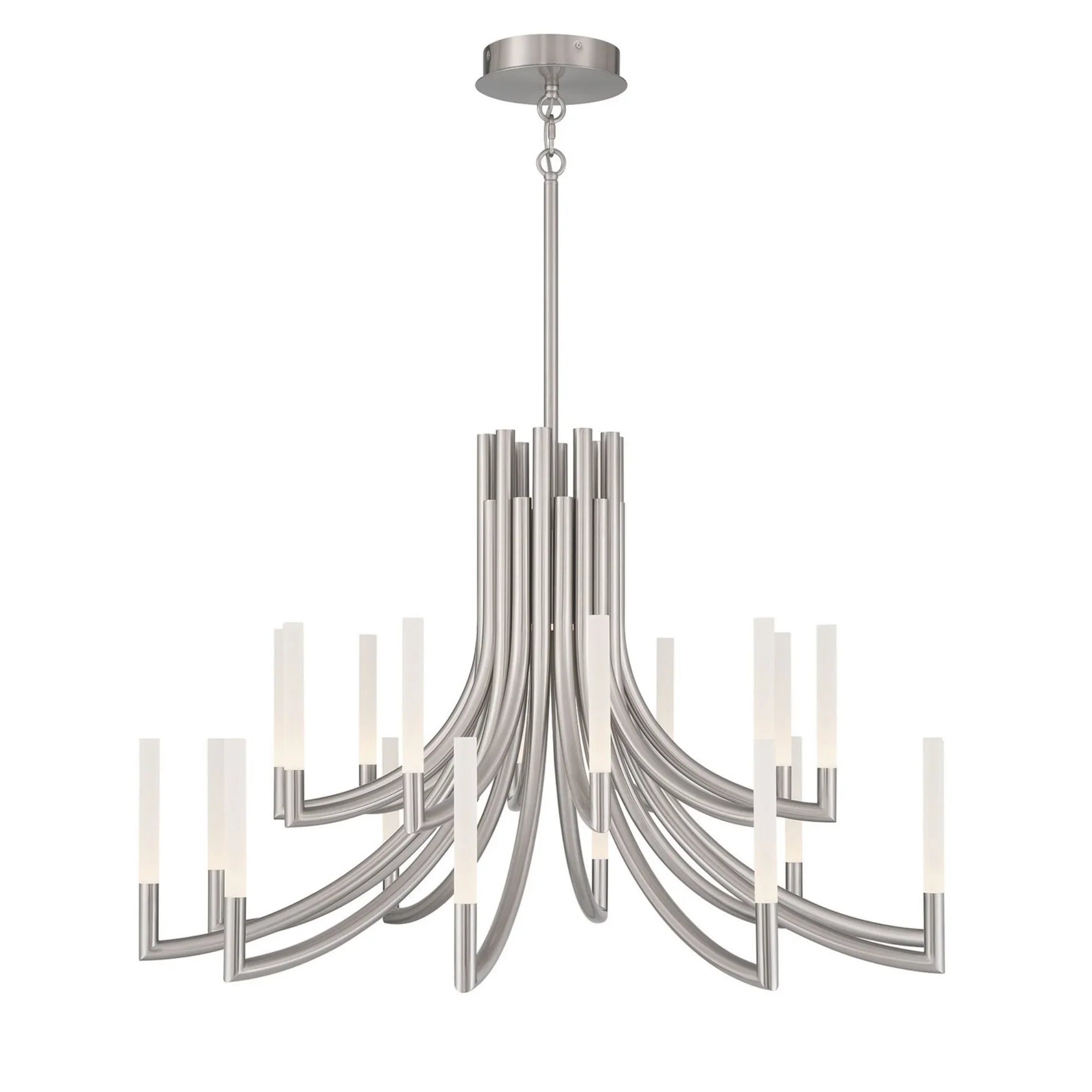 Olette 2-Tiers 20-Light 42" LED Grand Chandelier, Brushed Nickel Finish - Bees Lighting