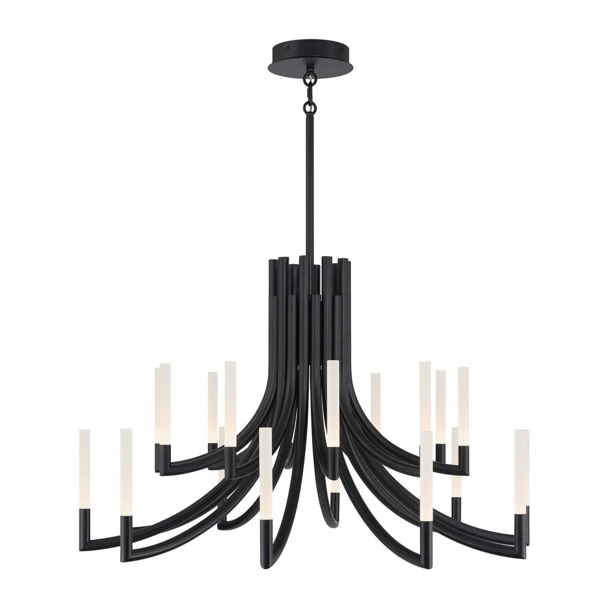 Olette 2-Tiers 20-Light 42" LED Grand Chandelier, Black Finish - Bees Lighting