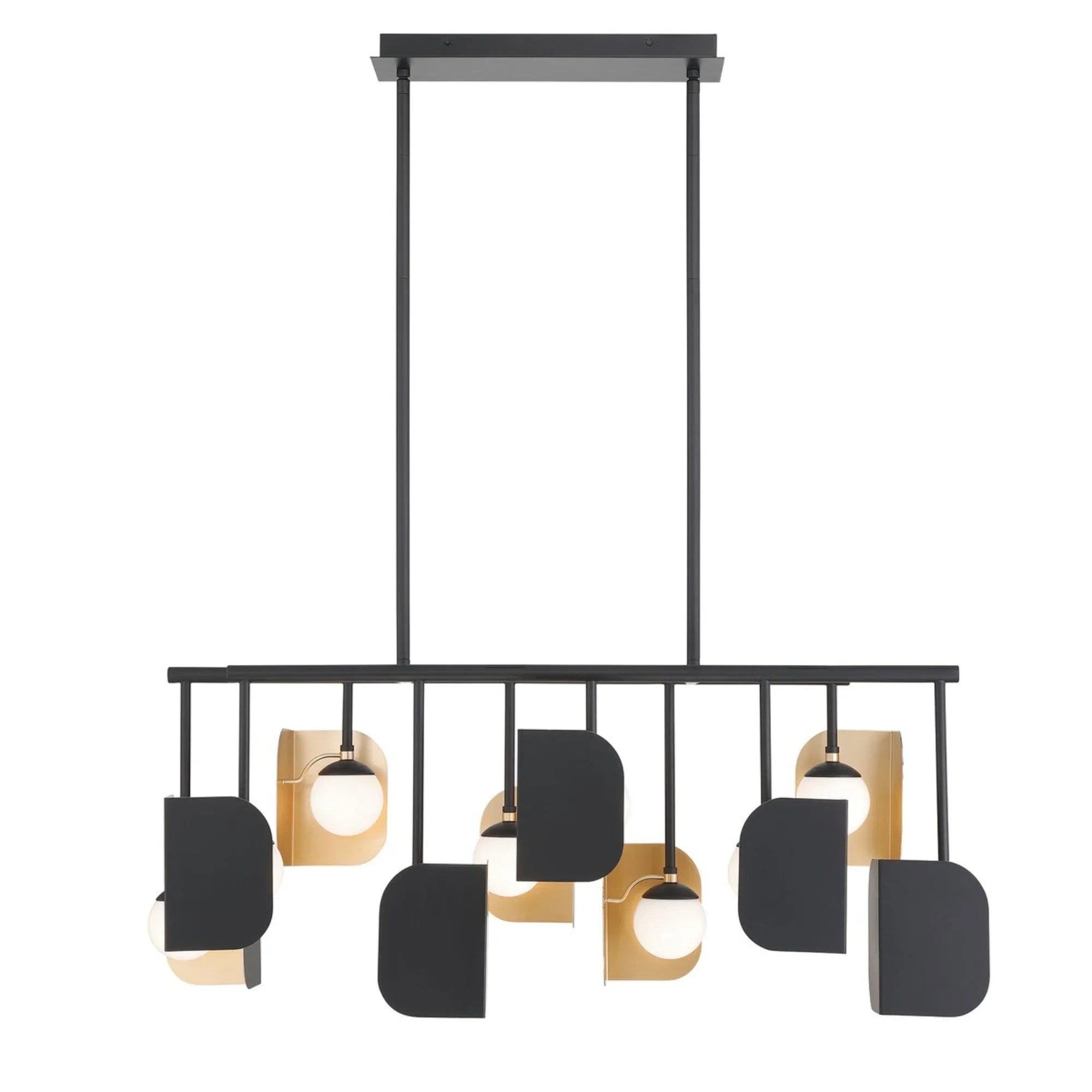 Cornice 10-Light 45" LED Linear Chandelier, Black & Gold Finish - Bees Lighting