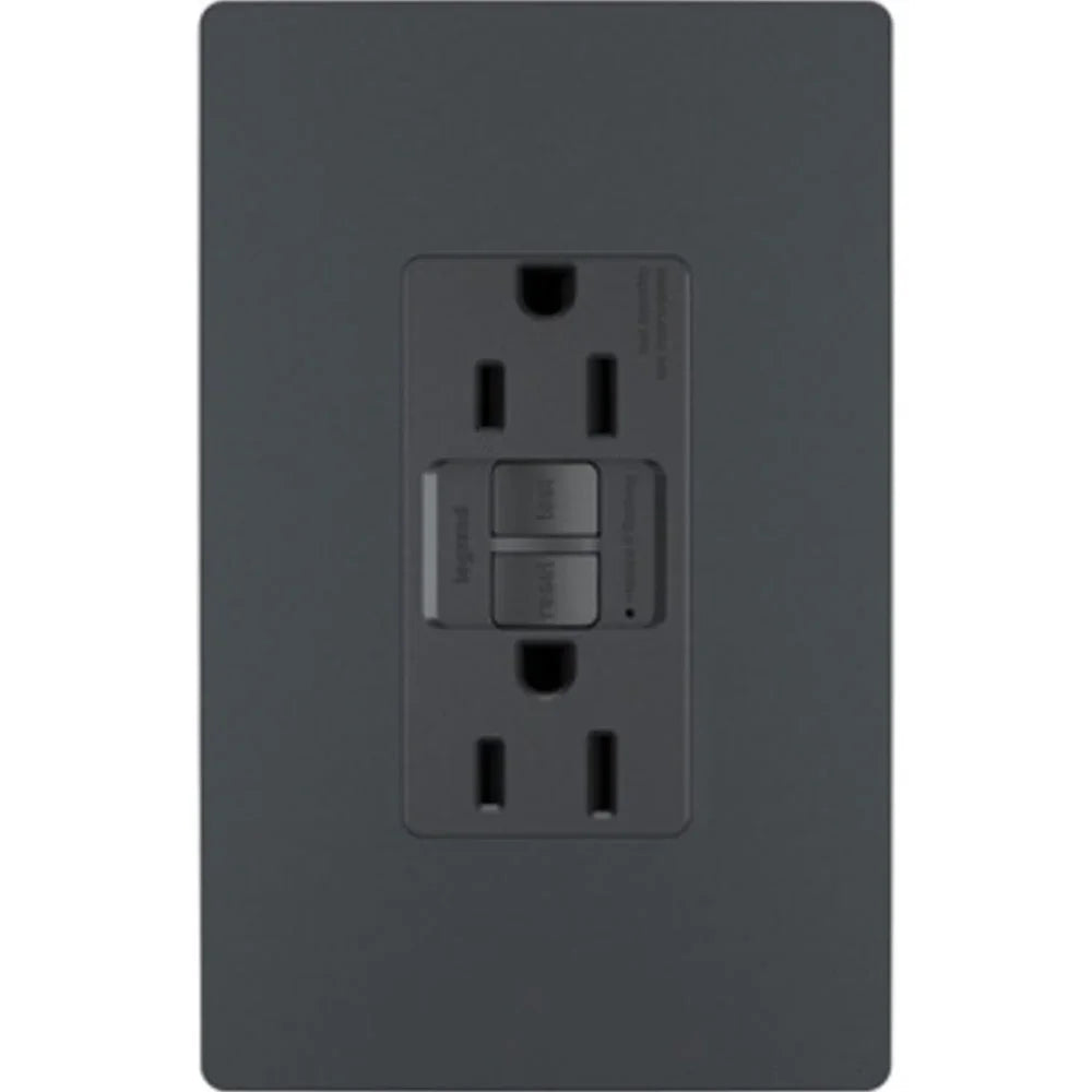 radiant Tamper-Resistant 15A Duplex Self-Test GFCI Receptacle, Graphite - Bees Lighting