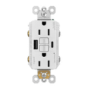 radiant Tamper-Resistant 15A Duplex Self-Test GFCI Receptacles, USB Type A/C, White - Bees Lighting