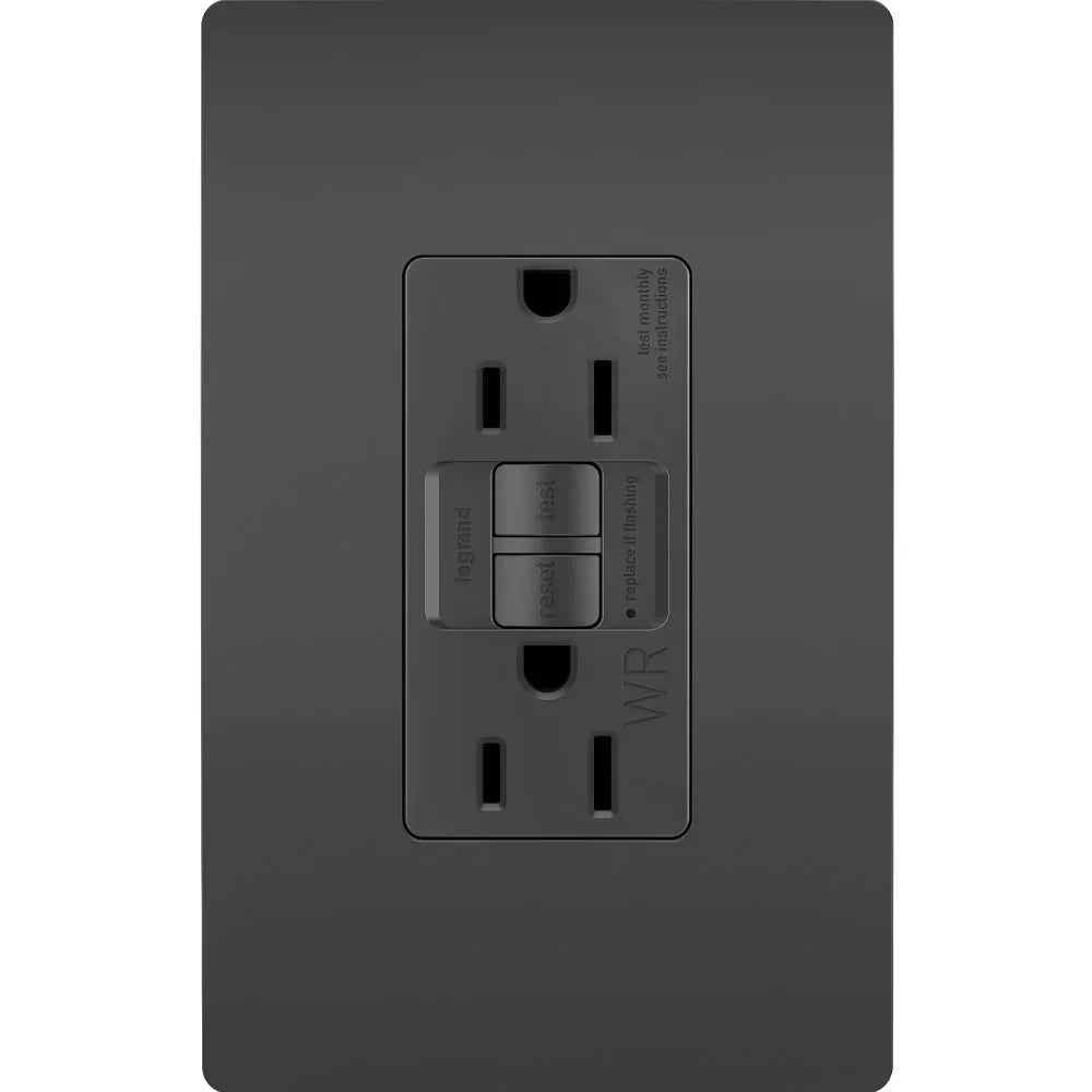 radiant Tamper-Resistant Weather-Resistant 15A Self-Test GFCI Receptacle, Black - Bees Lighting