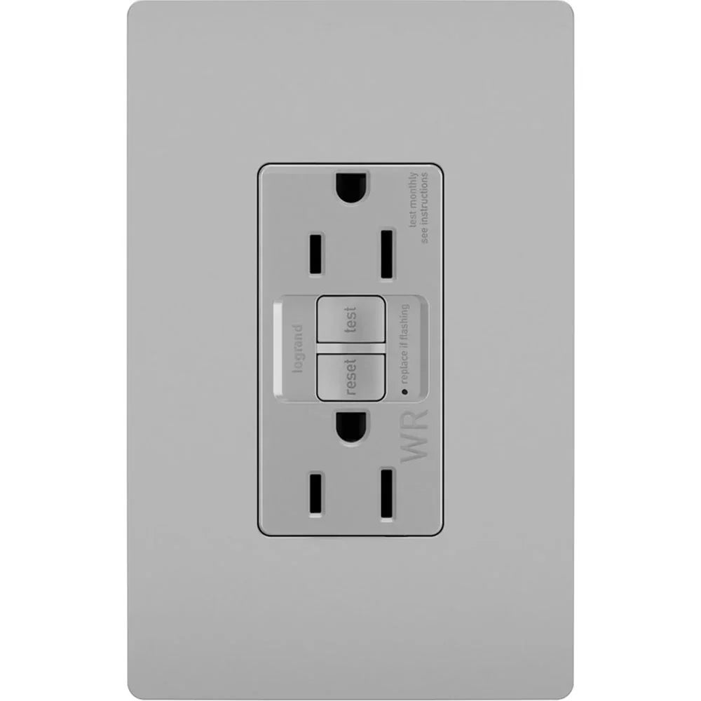 radiant Tamper-Resistant Weather-Resistant 15A Self-Test GFCI Receptacle, Gray - Bees Lighting