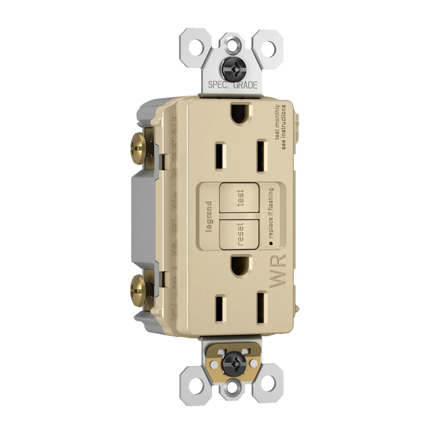radiant Tamper-Resistant Weather-Resistant 15A Self-Test GFCI Receptacle, Ivory - Bees Lighting