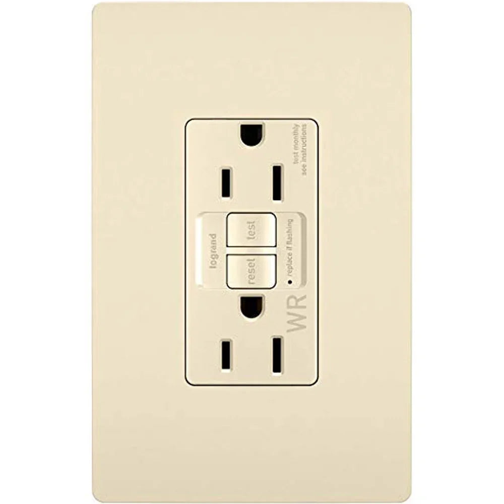 radiant Tamper-Resistant Weather-Resistant 15A Self-Test GFCI Receptacle, Light Almond - Bees Lighting