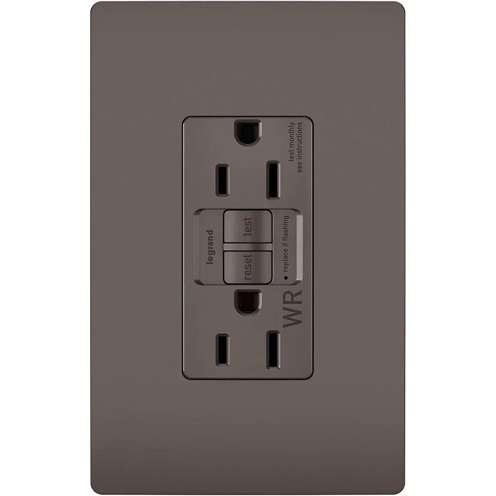 radiant Tamper-Resistant Weather-Resistant 15A Self-Test GFCI Receptacle, Brown - Bees Lighting