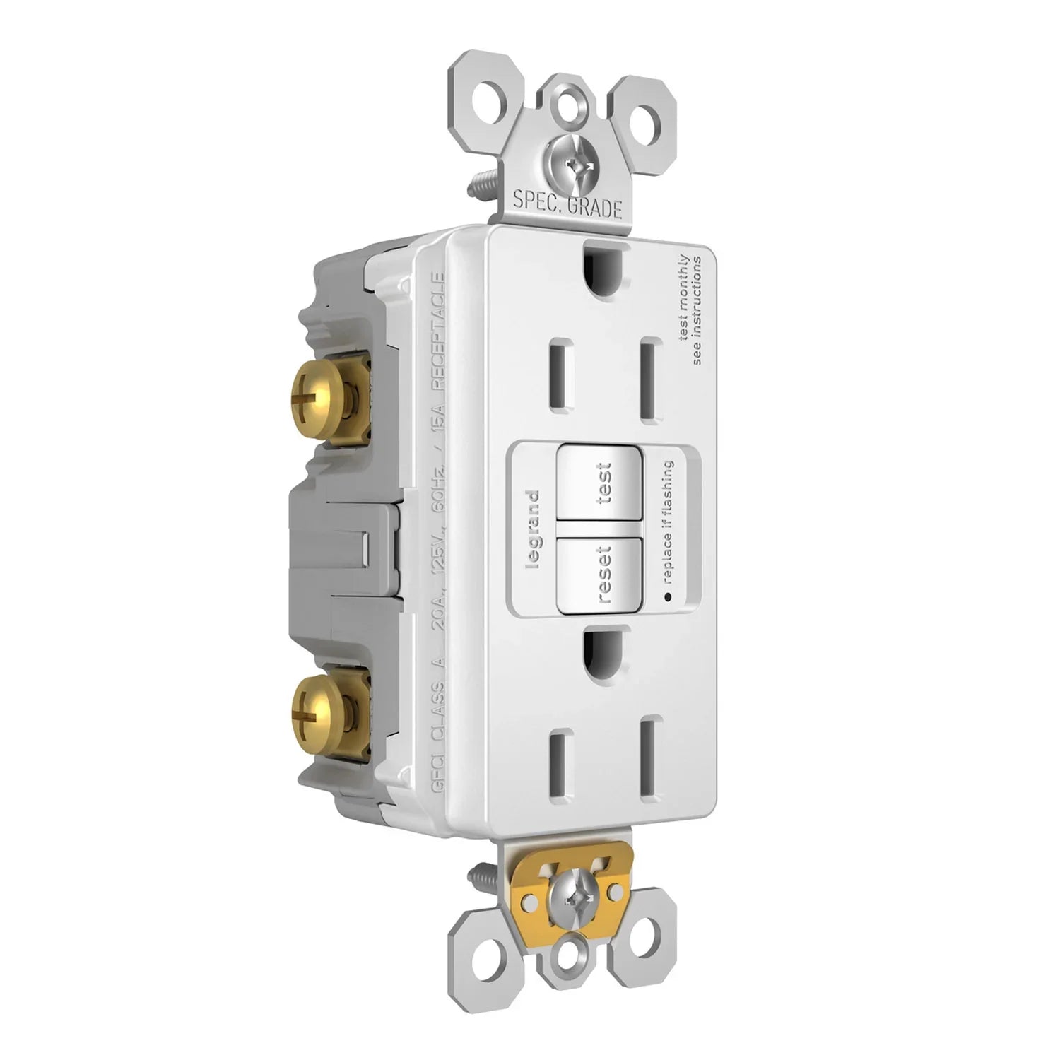 radiant Tamper-Resistant 15A Duplex Self-Test GFCI Receptacle, White - Bees Lighting