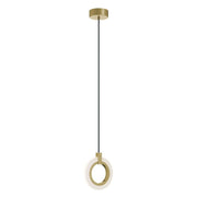 Halo 8" LED Mini Pendant, Light Antique Brass Finish - Bees Lighting