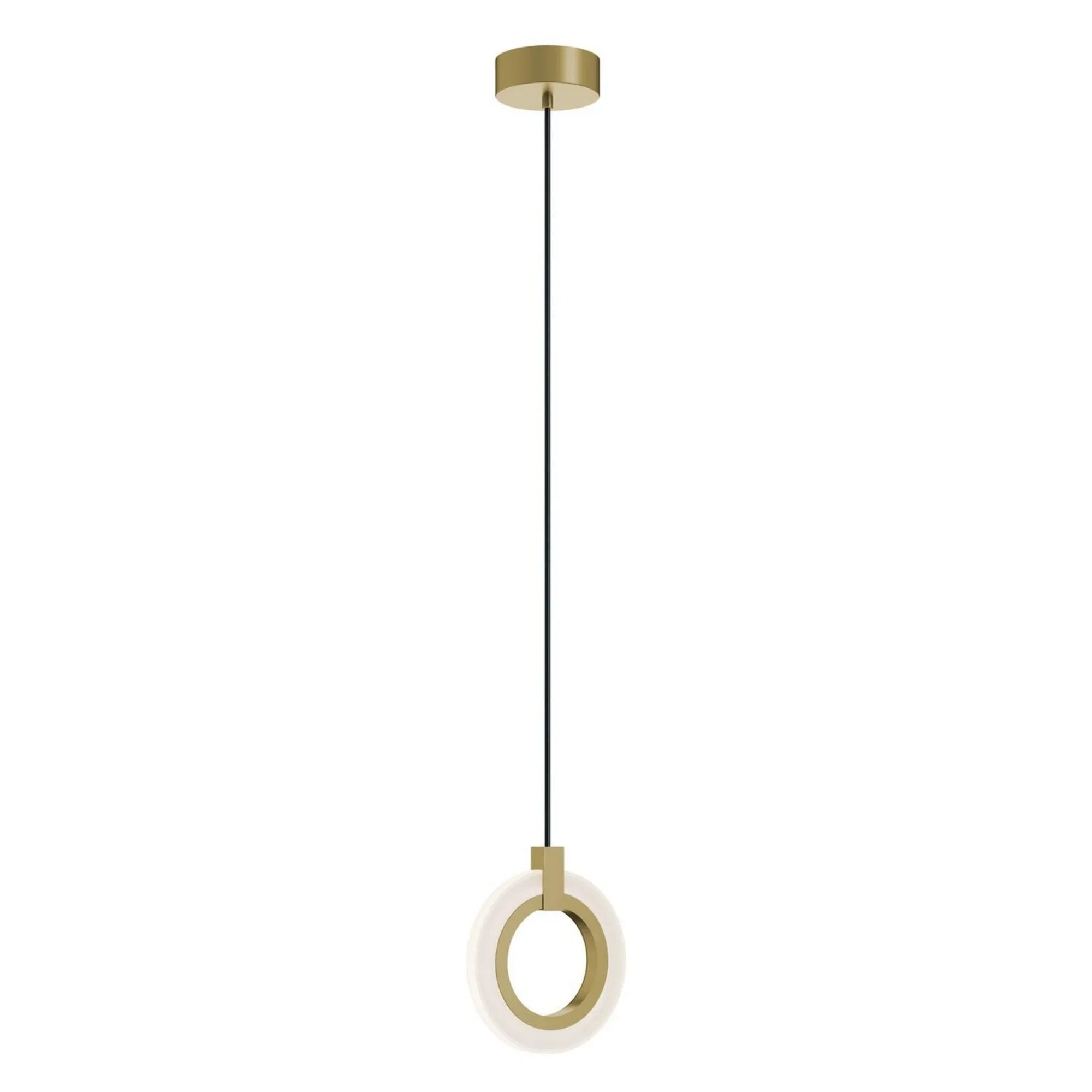 Halo 8" LED Mini Pendant, Light Antique Brass Finish - Bees Lighting