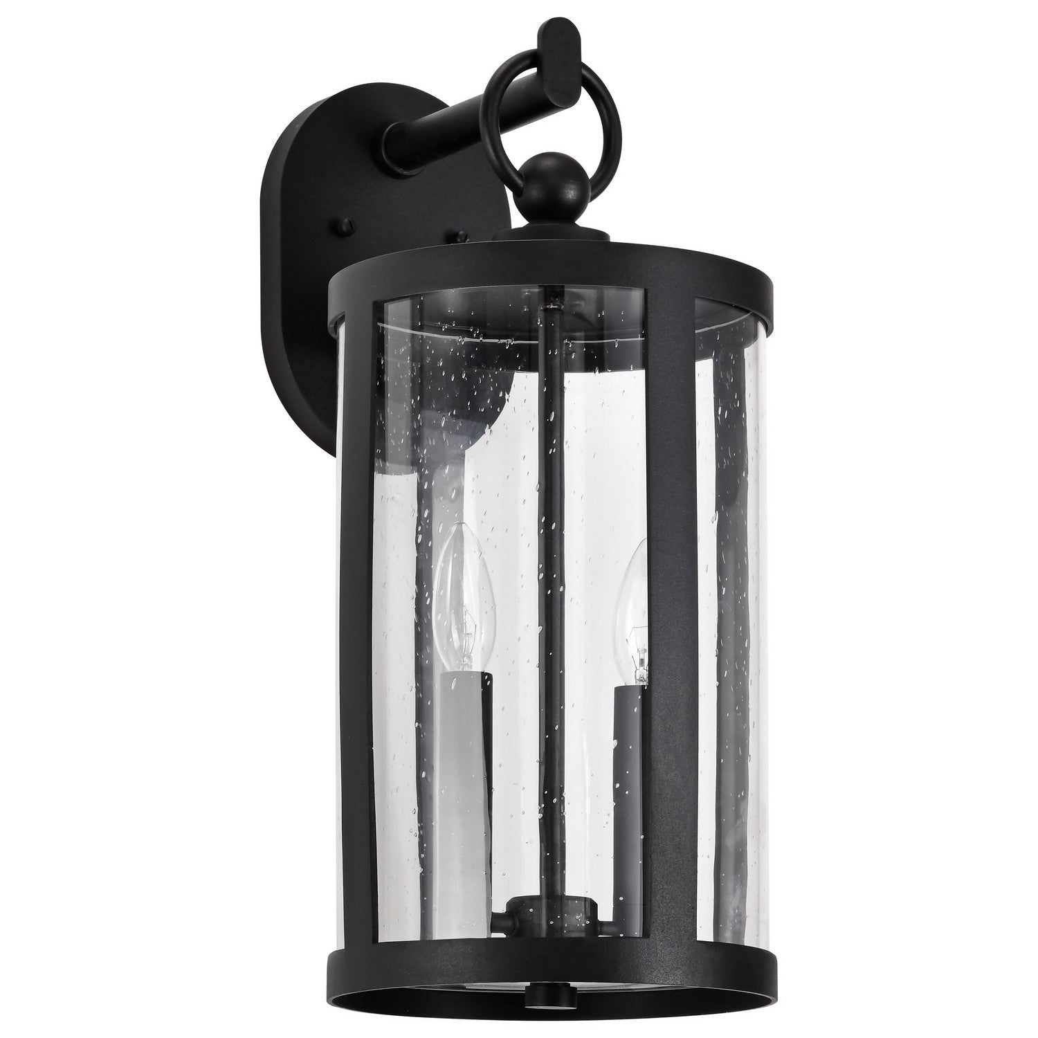 Broadstone Outdoor Wall Light, Matte Black Finish, Clear Seeded Glass