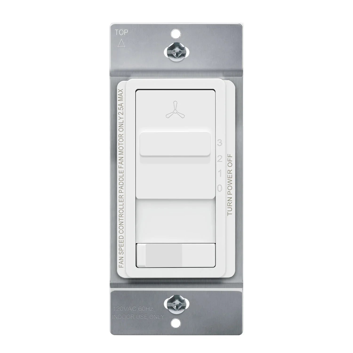 3-Speed Slide Fan Control and Light Switch, Single Pole, White - Bees Lighting