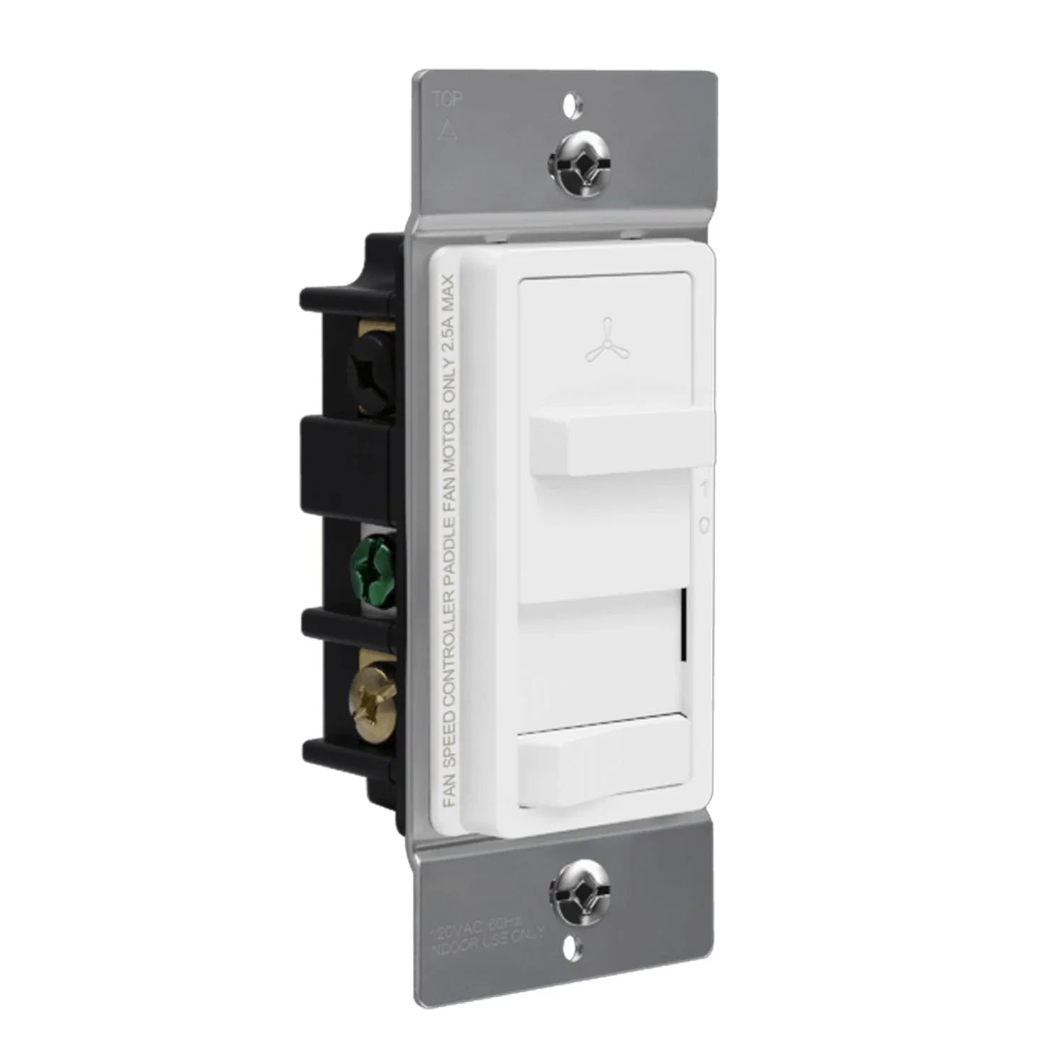 3-Speed Slide Fan Control and Light Switch, Single Pole, White - Bees Lighting