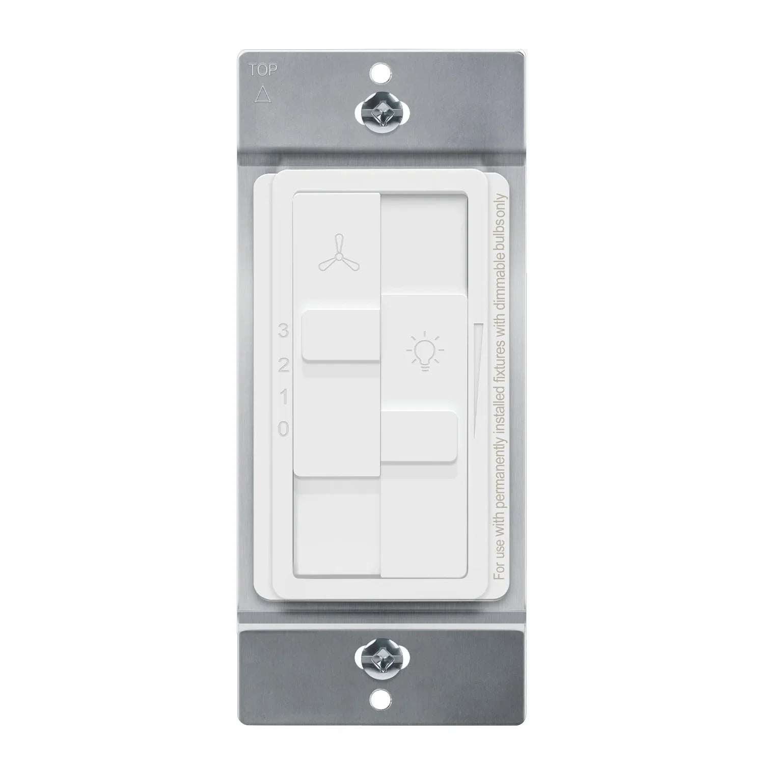 Dual Slide 3-Speed Fan Control and LED Dimmer Switch, Single Pole, White - Bees Lighting