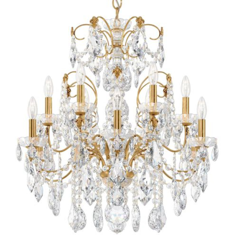 Century 12 Light Heirloom Gold Chandelier with Clear Heritage Crystals - Bees Lighting