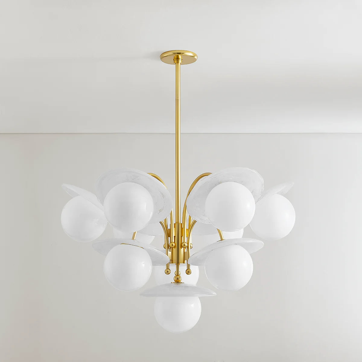 Stampford 33" 10 Lights Chandelier Aged Brass Finish
