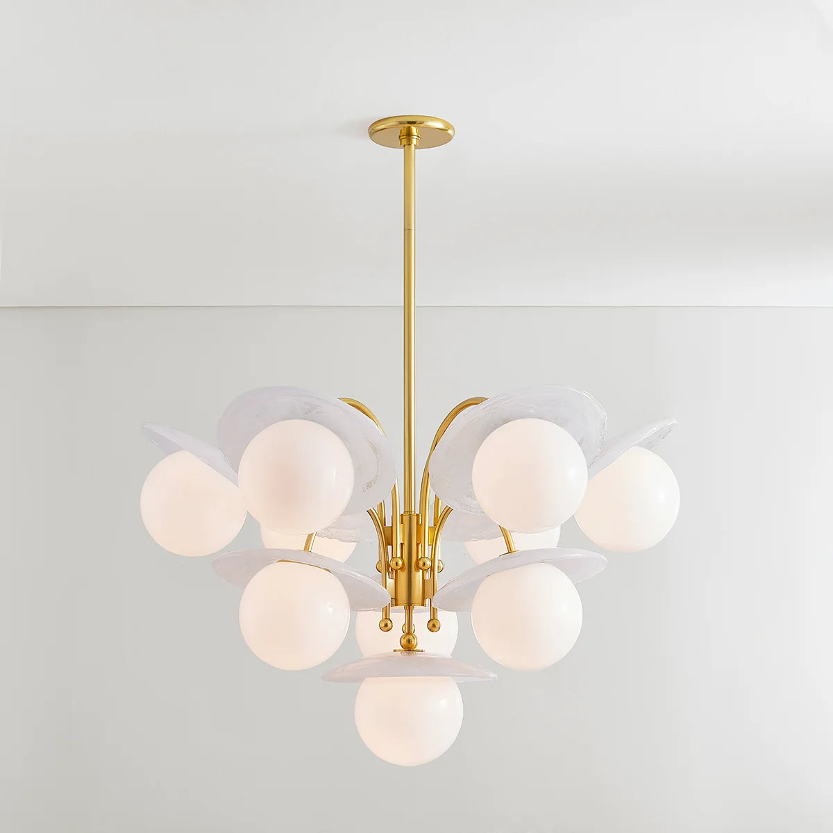 Stampford 33" 10 Lights Chandelier Aged Brass Finish