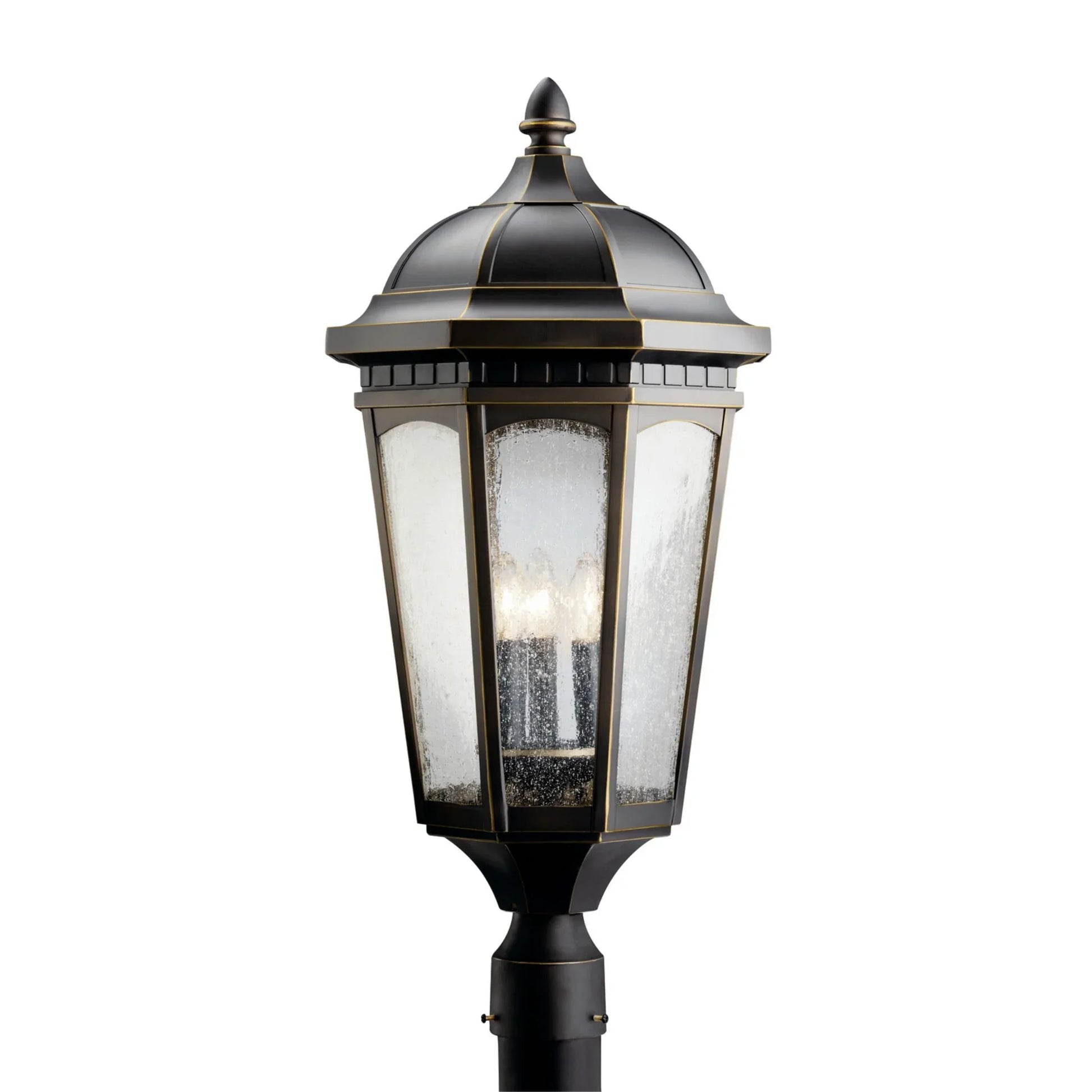 Courtyard 27" 3-Light Outdoor Post Light, Rubbed Bronze Finish - Bees Lighting