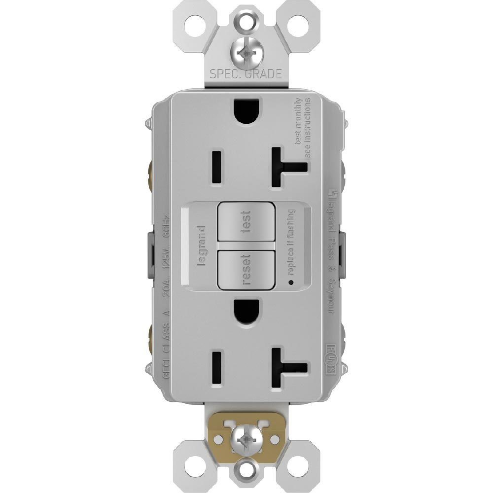radiant 20A GFCI Self-Test Decorator Duplex Receptacles, Gray - Bees Lighting