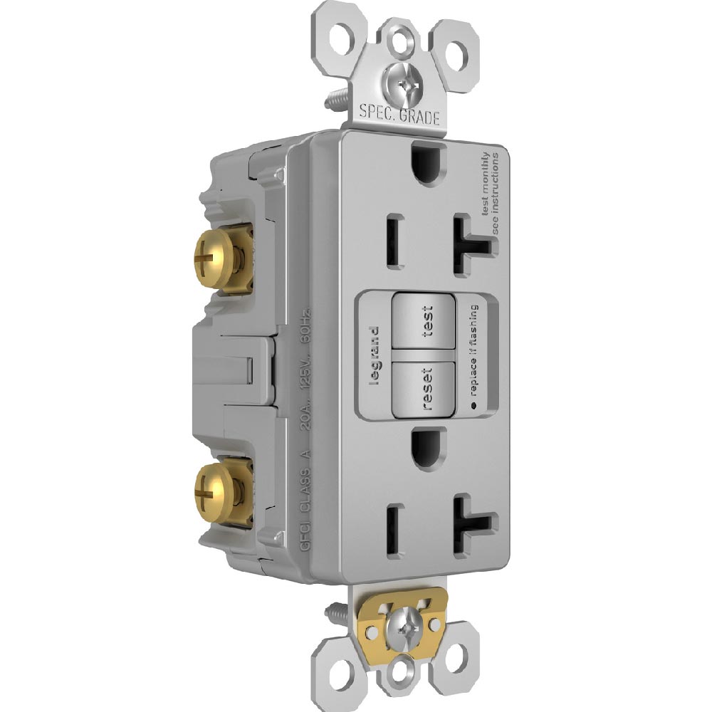 radiant 20A GFCI Self-Test Decorator Duplex Receptacles, Gray - Bees Lighting