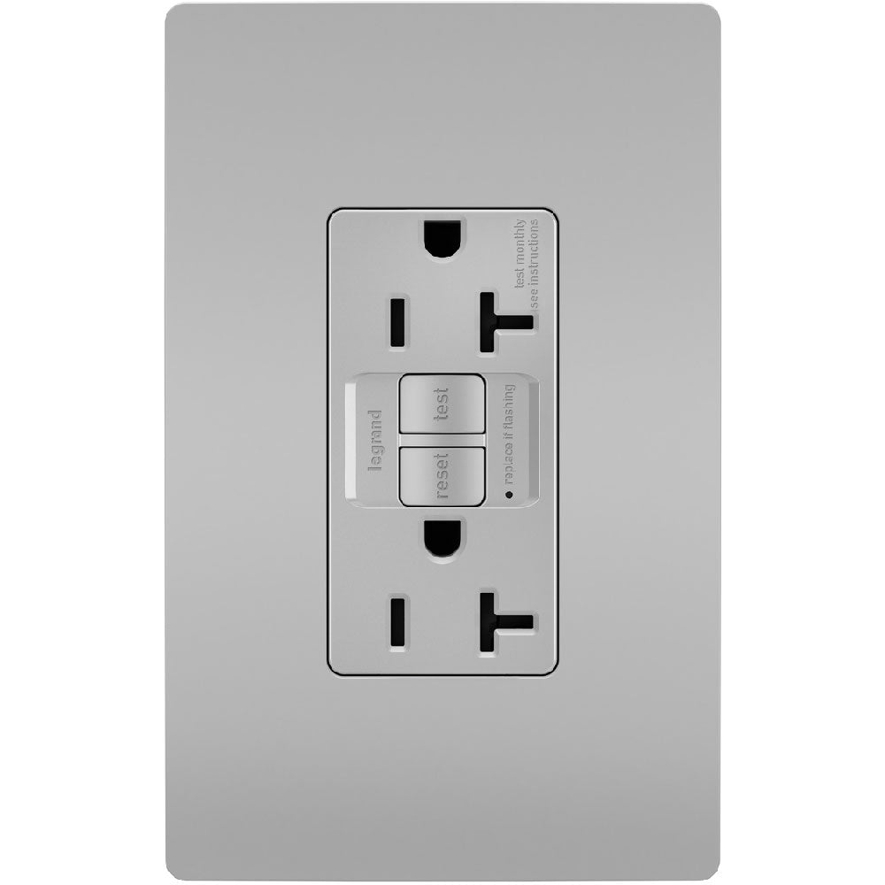 radiant 20A GFCI Self-Test Decorator Duplex Receptacles, Gray - Bees Lighting