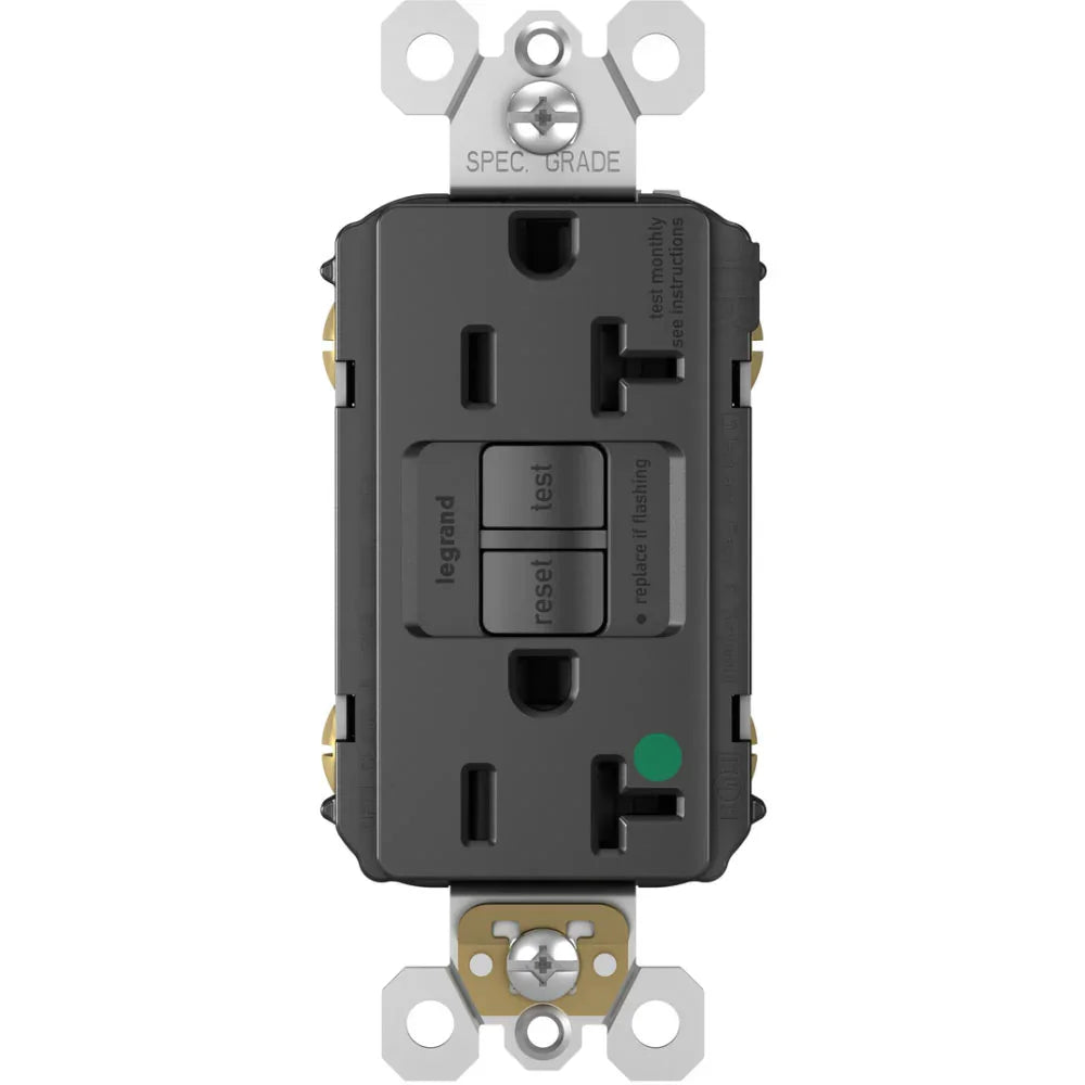 Hospital Grade Tamper-Resistant 20A Self-Test GFCI Receptacle, Black - Bees Lighting