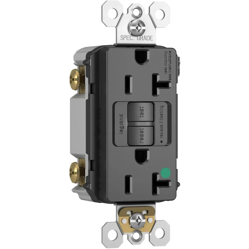 Hospital Grade Tamper-Resistant 20A Self-Test GFCI Receptacle, Black - Bees Lighting